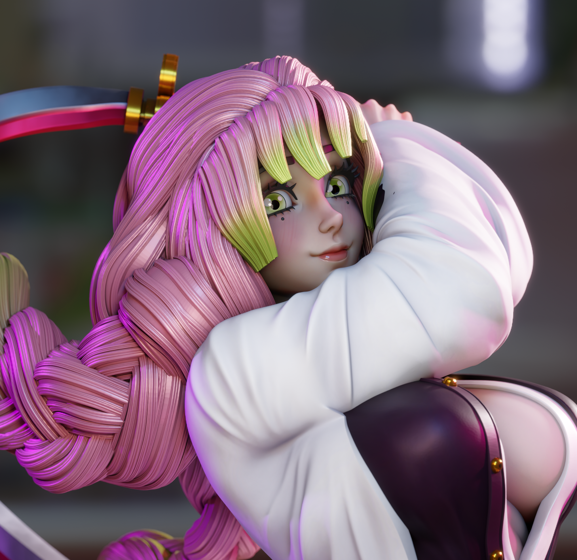 Mitsuri Kanroji Statue | Demon Slayer Fan Art by 3Dmoonn SFW,NSFW 3d printed,3d printed statue,Mitsuri Kanroji Statue,Demon Slayer statue,nsfw statue