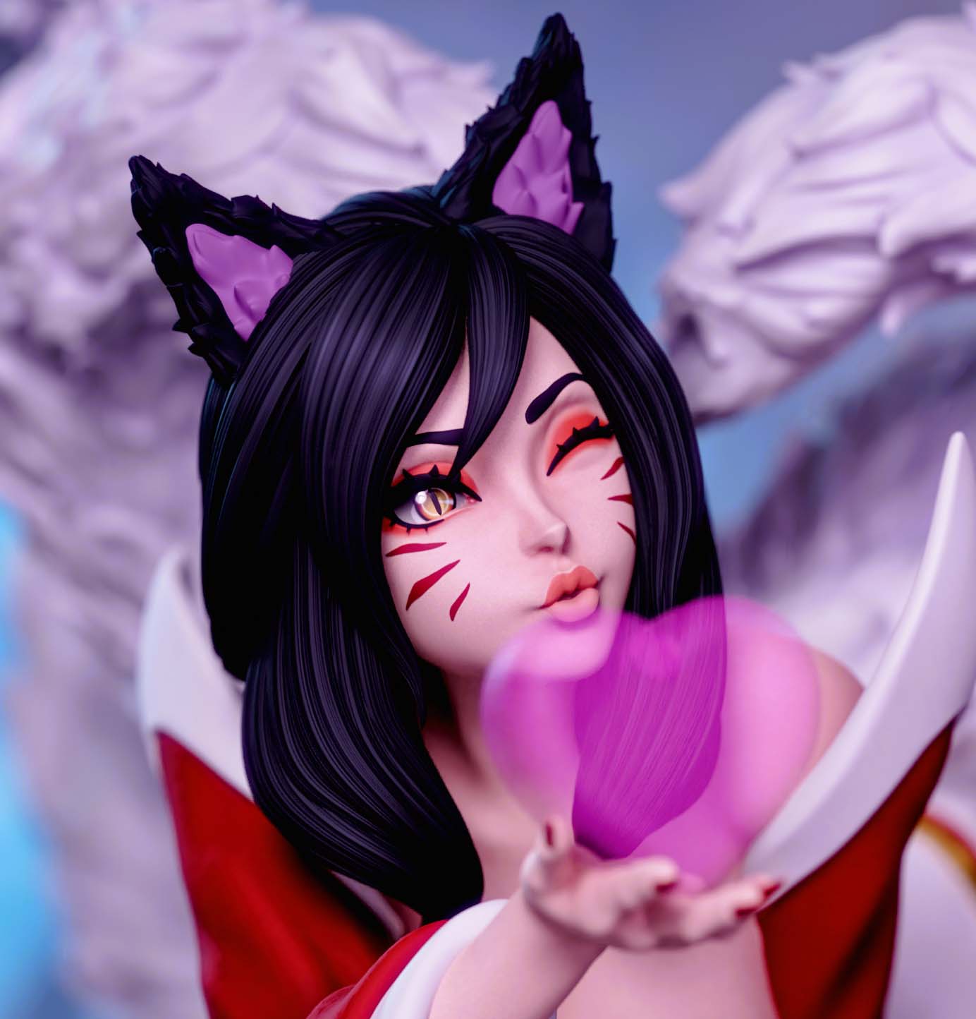 Ahri Statue | League of legends Fan Art by Momoji3d SFW,NSFW 3d printed statue,3d printed,nsfw statue,Ahri statue,League of legends statue