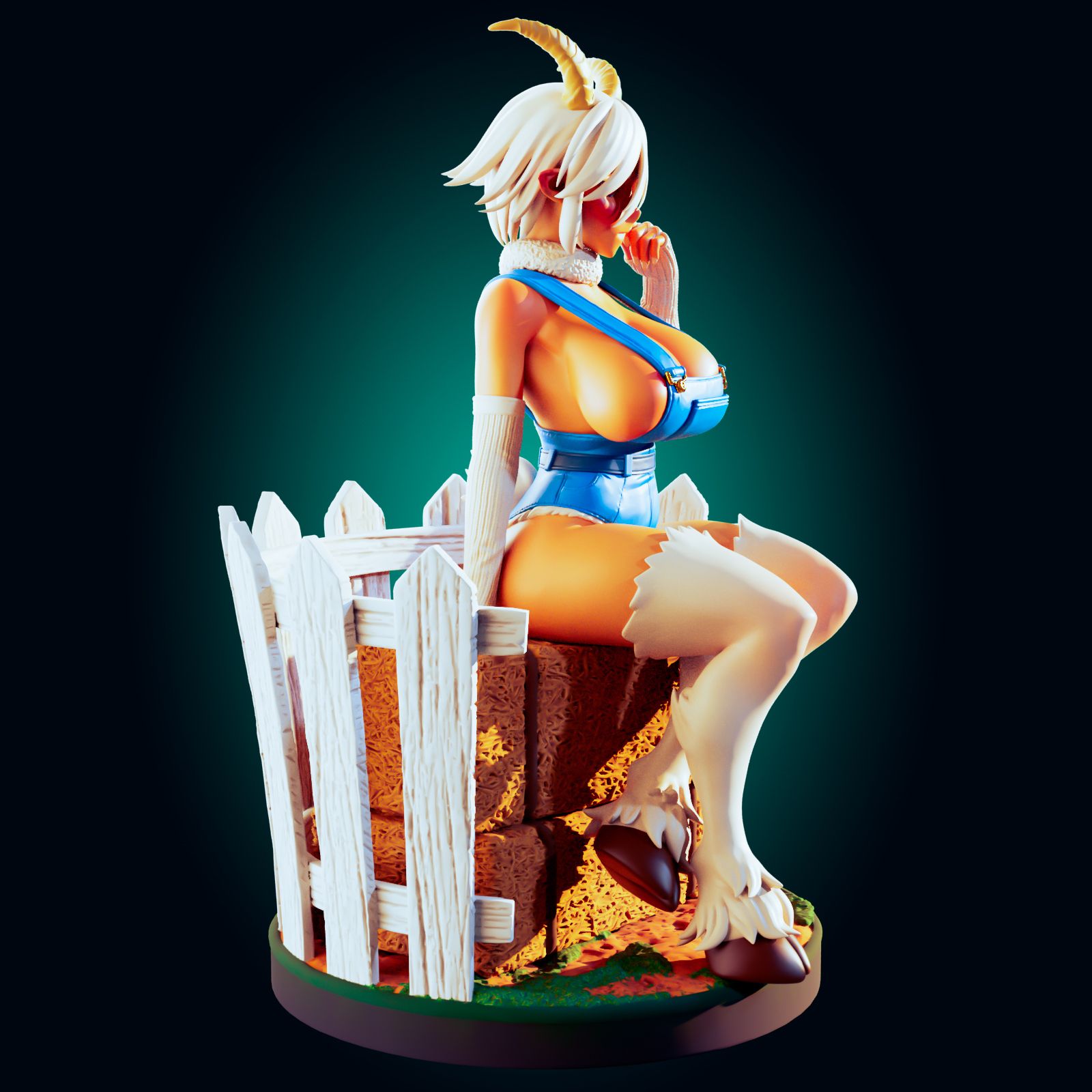 Saane Goat Monster Girl Statue | Monster Musume Fan Art by Officer Rhu SFW,NSFW,Futa 3d printed,Saane Goat statue,futa statue,Monster Musume statue,furry statue,nsfw statue