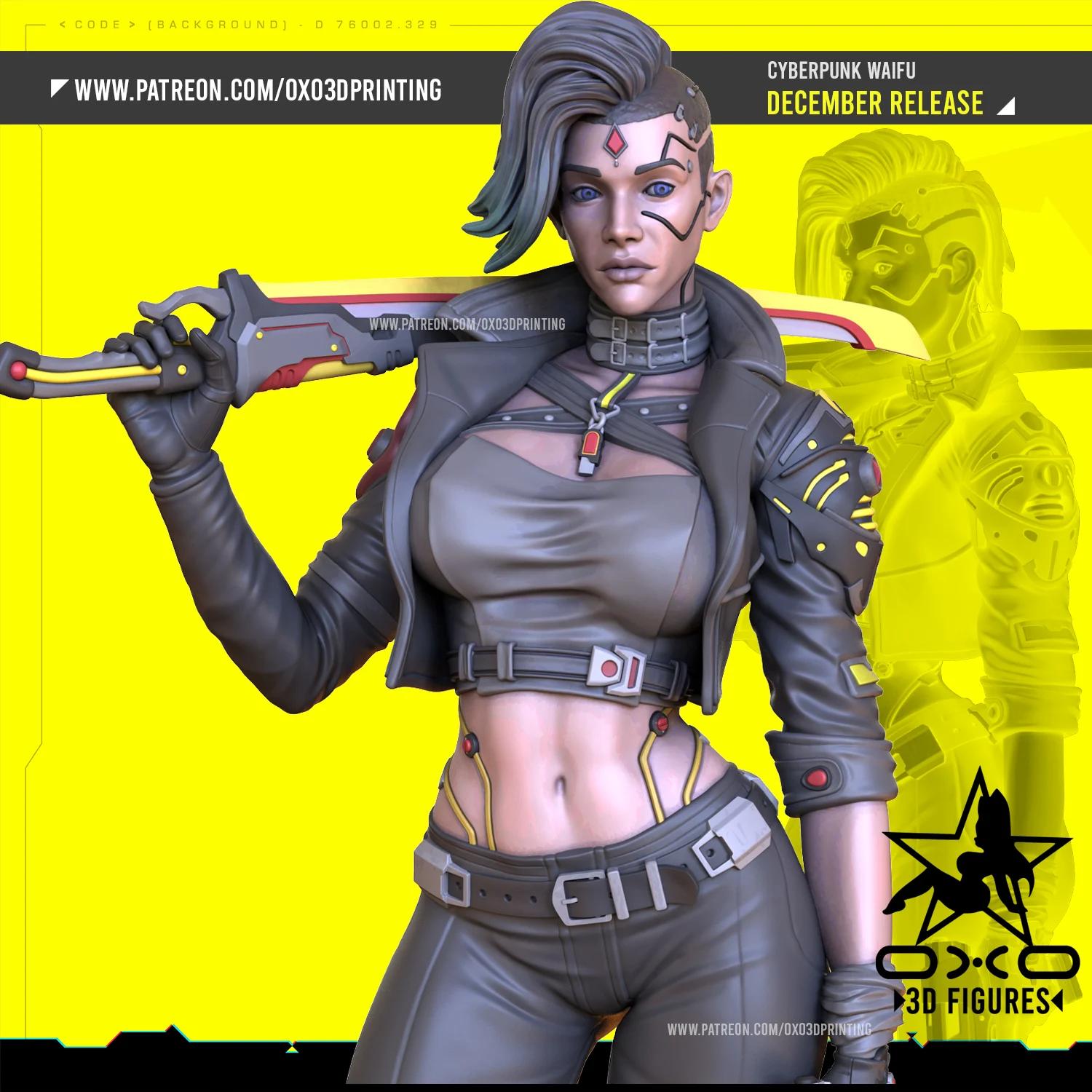 CyberPunk Waifu Statue | Cyberpunk2077 Fan Art by OXO3D SFW,NSFW null