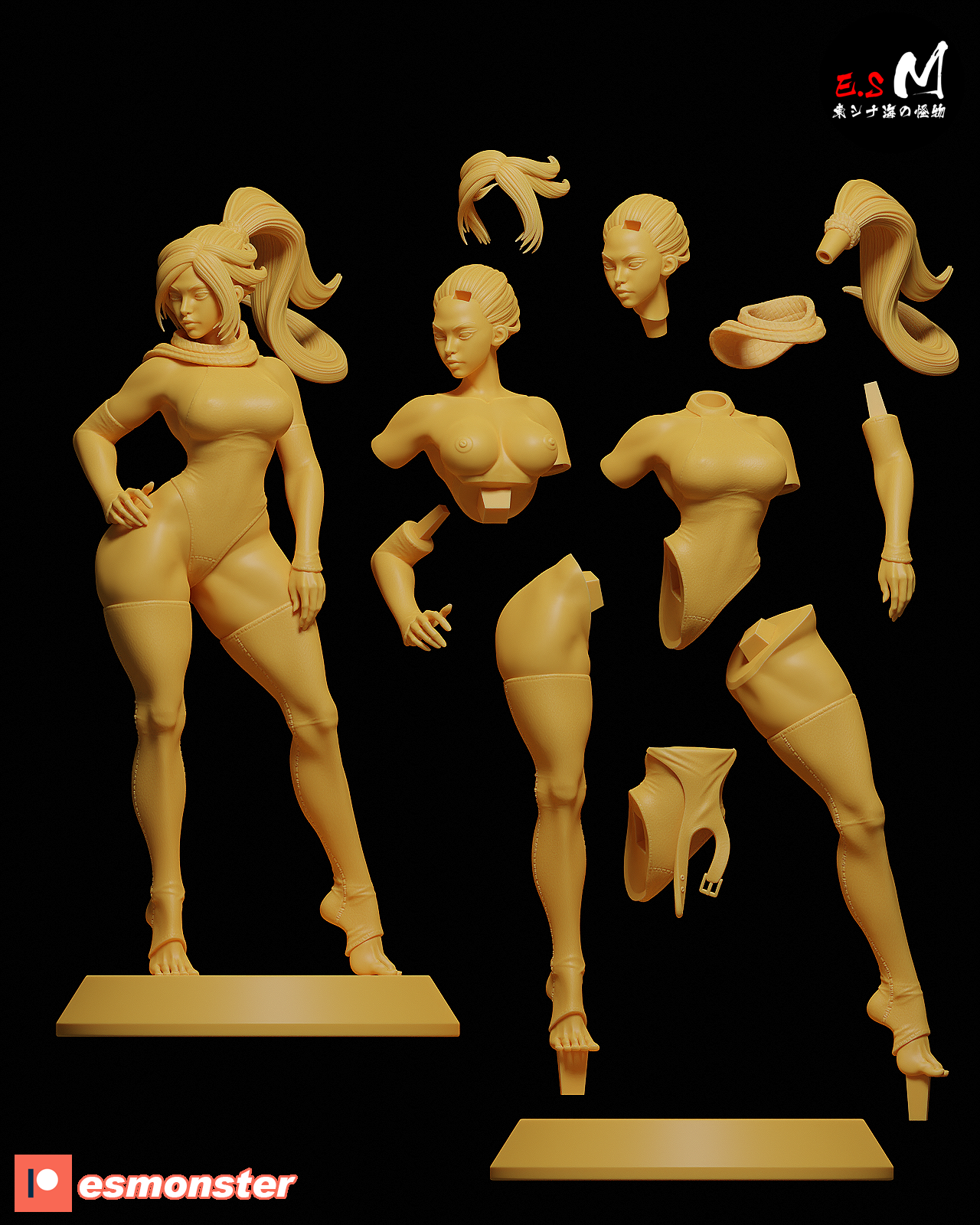 Yoruichi Shihouin P2 Statue | Bleach Fan Art by E.S Monster SFW,NSFW null