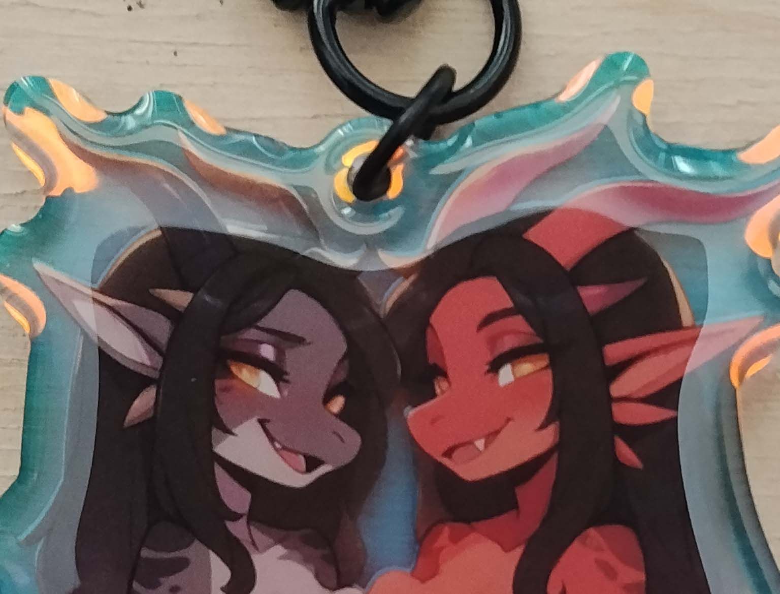 Two Dragon Furry Girl Keychain | Original Acrylic Keychain NSFW Original keychain,furry keychain,Two Dragon keychain,nsfw keychain