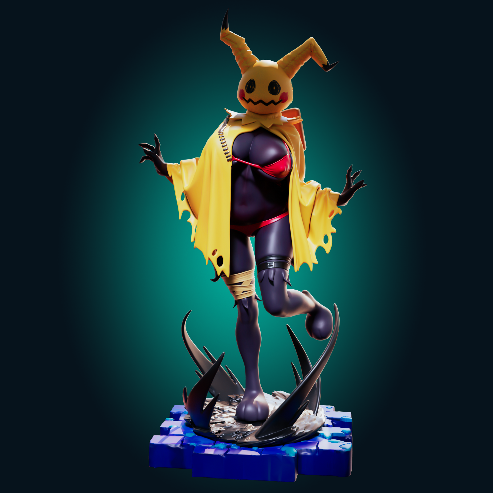 Mimikyu Curvy Statue | Pokémon Fan Art by Officer Rhu SFW,NSFW,Futa 3d printed,Mimikyu Curvy statue,futa statue,pokemon statue,furry statue,nsfw statue