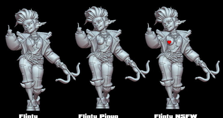 Flinty the Punk Goblin Miniature | DnD Fan Art by Gaz Minis SFW,NSFW 3d printed,miniature,dnd miniature,Flinty the Punk Goblin,3d printed miniature,nsfw miniature
