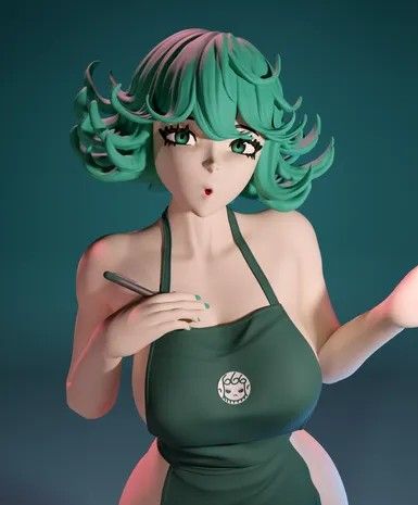 Starbucks Tatsumaki Statue | One-Punch Man Fan Art by FunserviceSTL SFW,NSFW 3d printed statue,nsfw statue,Starbucks Tatsumaki statue,One-Punch Man,3d printed figure,3d printed
