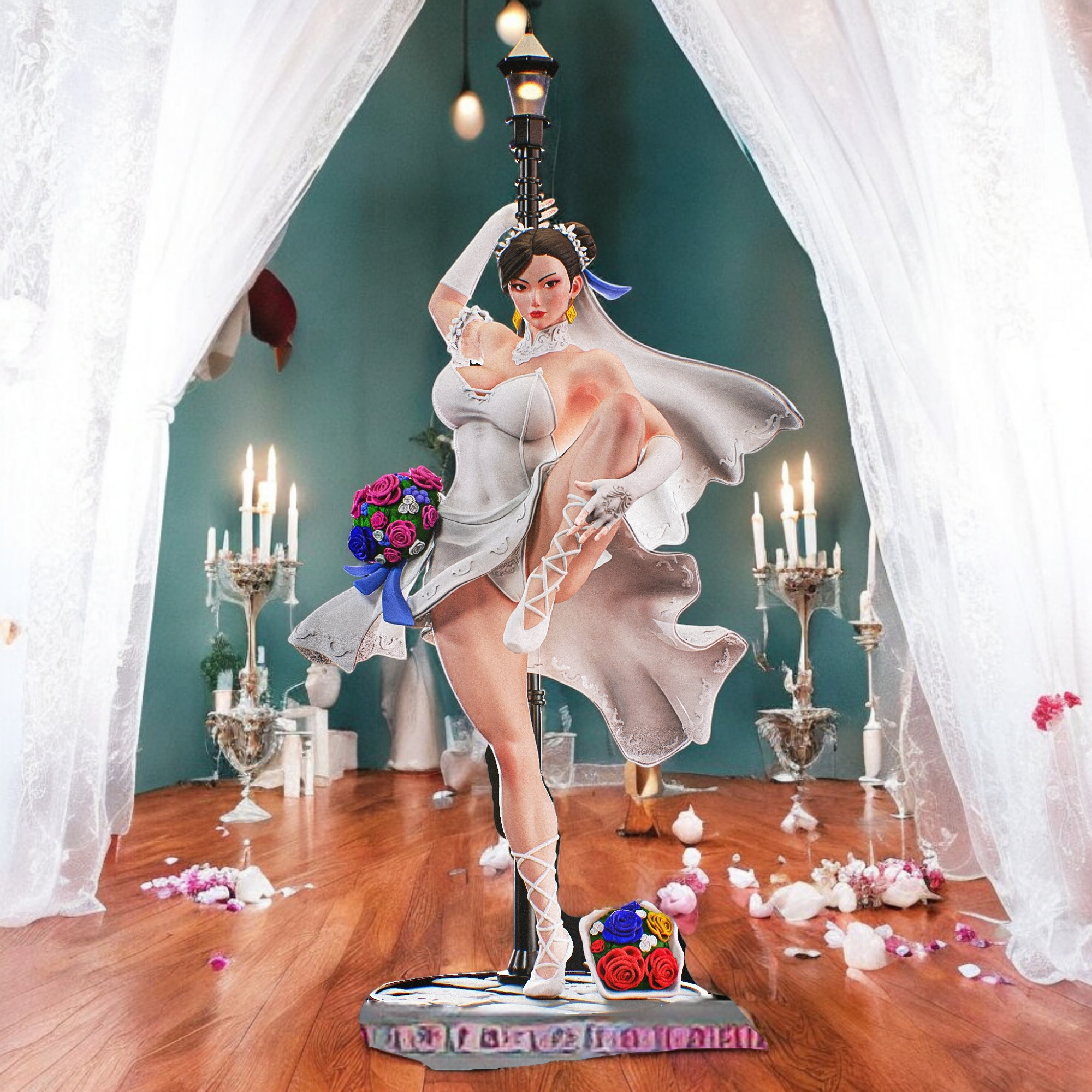 Chun-li Bride Statue | Street Fighter Fan Art by PEACHFIGURE SFW,NSFW 3d printed statue,3d printed,nsfw statue,3d printed figure,Chun-li Bride Statue,Street Fighter