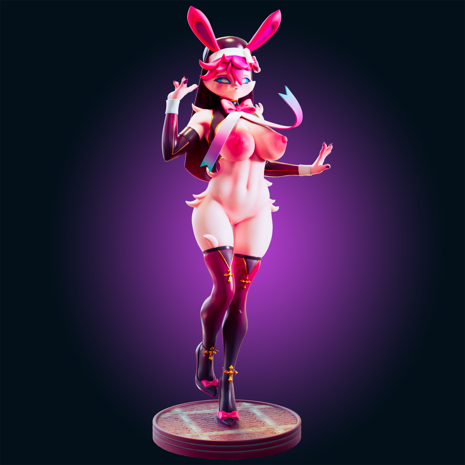 Sylveon Eevee Statue | Pokémon Fan Art by Officer Rhu SFW,NSFW,Futa 3d printed,Sylveon statue,futa statue,pokemon statue,furry statue,nsfw statue