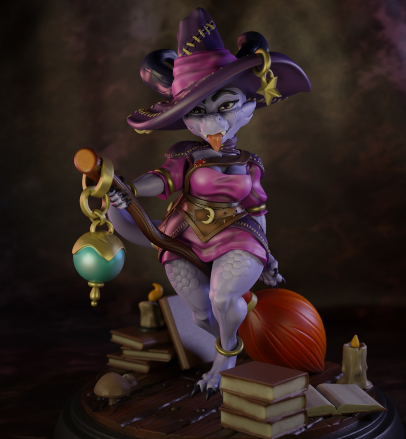 Kobold Astrology Witch Miniature | DnD Fan Art by Jigglystix SFW,NSFW 3d printed,miniature,dnd miniature,Kobold Astrology Witch,3d printed miniature,nsfw miniature