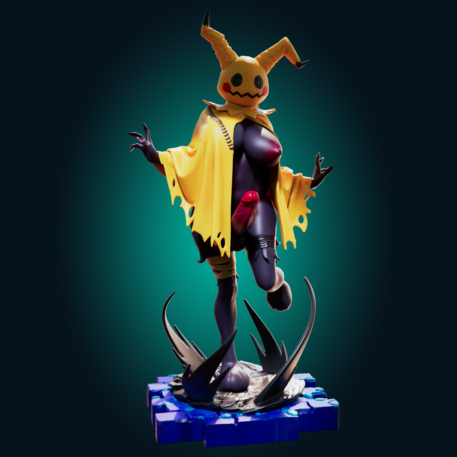 Mimikyu Curvy Statue | Pokémon Fan Art by Officer Rhu SFW,NSFW,Futa 3d printed,Mimikyu Curvy statue,futa statue,pokemon statue,furry statue,nsfw statue