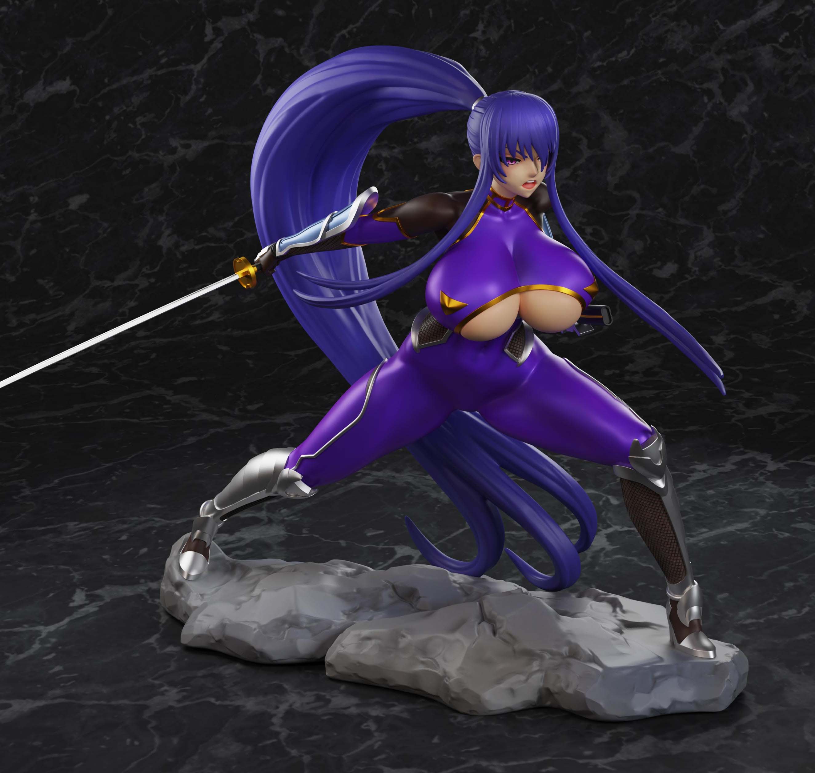 Akiyama Rinko Statue | Taimanin Murasaki Fan Art by PolyBitsArt SFW 3d printed statue,3d printed,Akiyama Rinko Statue,3d printed figure,Taimanin Murasaki Statue