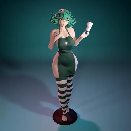 Starbucks Tatsumaki Statue | One-Punch Man Fan Art by FunserviceSTL SFW,NSFW 3d printed statue,nsfw statue,Starbucks Tatsumaki statue,One-Punch Man,3d printed figure,3d printed
