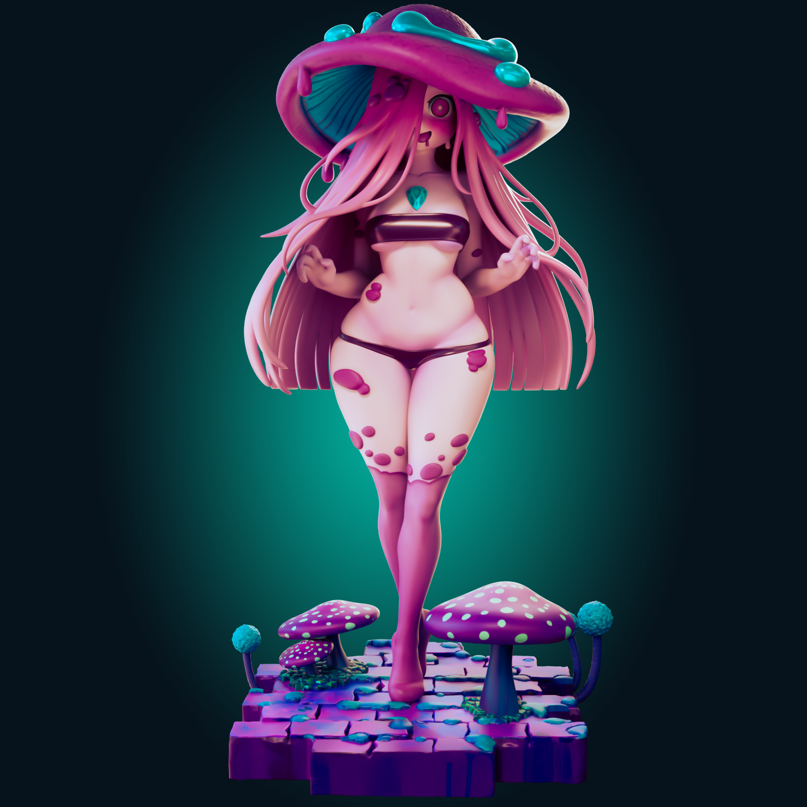 Mushroom Girl Statue | Monster Girl Fan Art by Officer Rhu SFW,NSFW,Futa 3d printed,Mushroom Girl statue,futa statue,Monster Girl statue,furry statue,nsfw statue