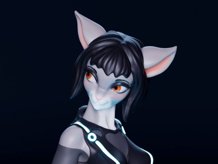 Quorra Furry Statue | Tron Fan Art by mowmaw SFW 3d printed,3d printed statue,Quorra statue,Tron statue,furry statue