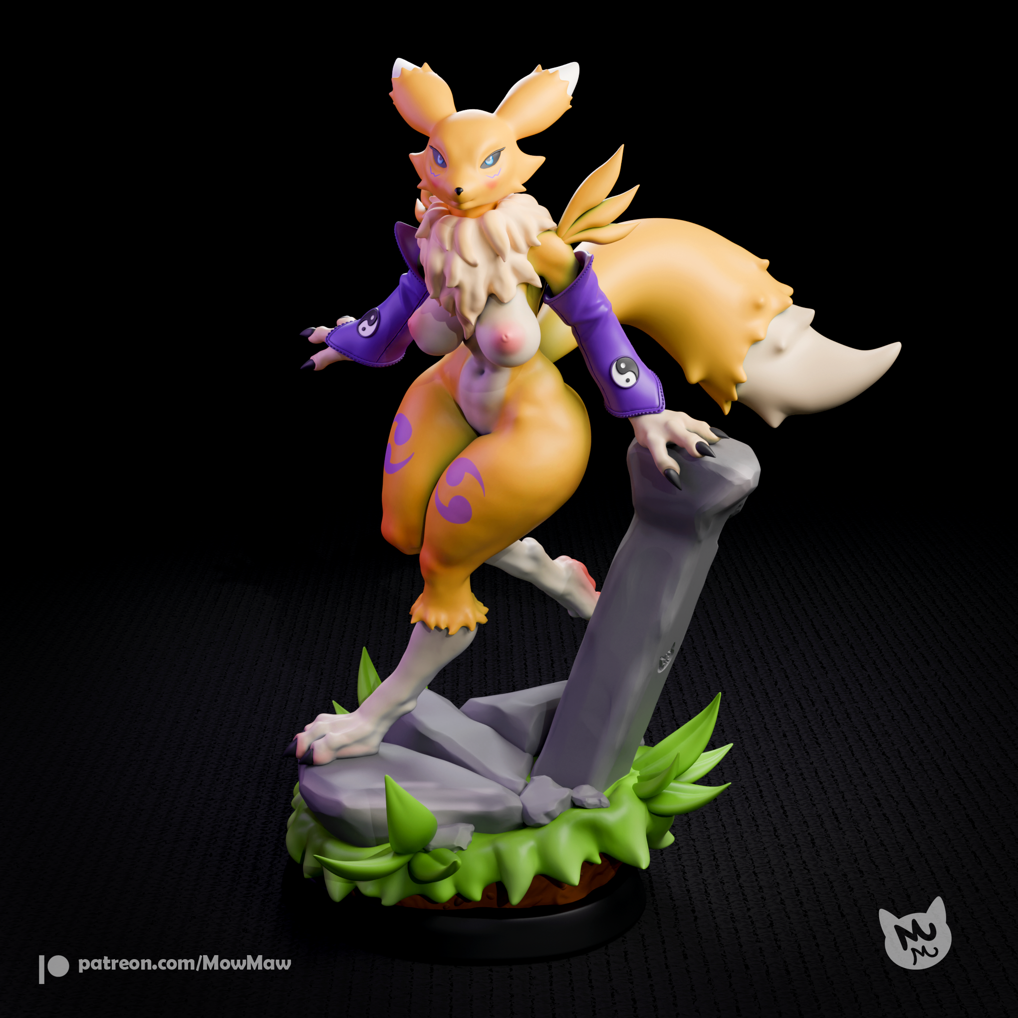 Renamon Statue | Digimon Fan Art by mowmaw NSFW,Futa 3d printed,Renamon statue,futa statue,Digimon statue,furry statue,nsfw statue
