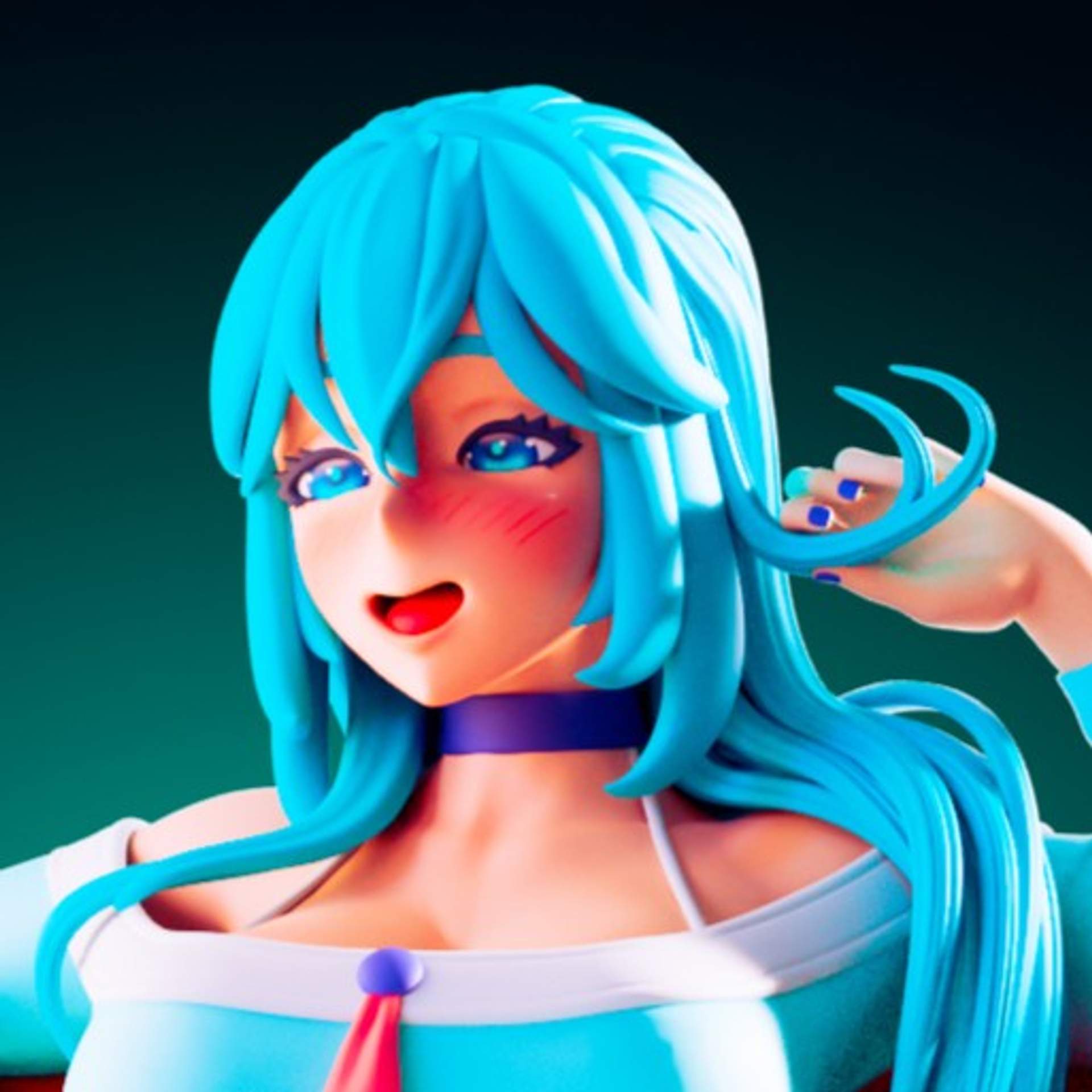 Aqua Pajamas Statue | Konosuba Fan Art by Officer Rhu SFW,NSFW,Futa 3d printed,Aqua Pajamas statue,futa statue,Konosuba statue,nsfw statue,futa figurines,futanari figurines,futanari statue