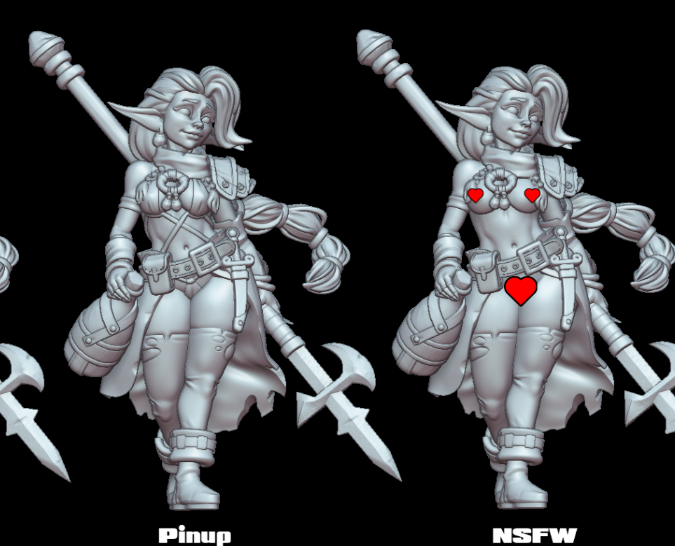 Halberd welder Jillie Goblin Miniature | DnD Fan Art by Gaz Minis SFW,NSFW 3d printed,miniature,dnd miniature,Halberd welder Jillie Goblin,3d printed miniature,nsfw miniature