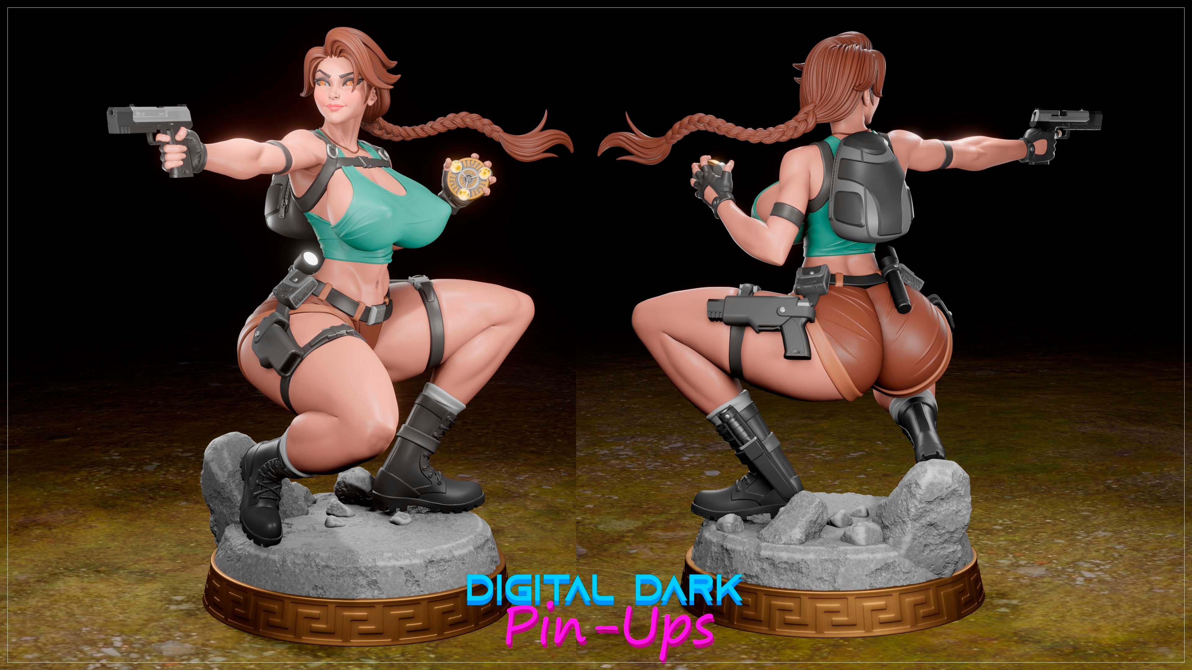 Lara Croft Statue | Tomb Raider Fan Art by Digital Dark SFW,NSFW,Futa 3d printed statue,3d printed,Lara Croft statue,nsfw statue,futa statue,3d printed figure,tomb raider