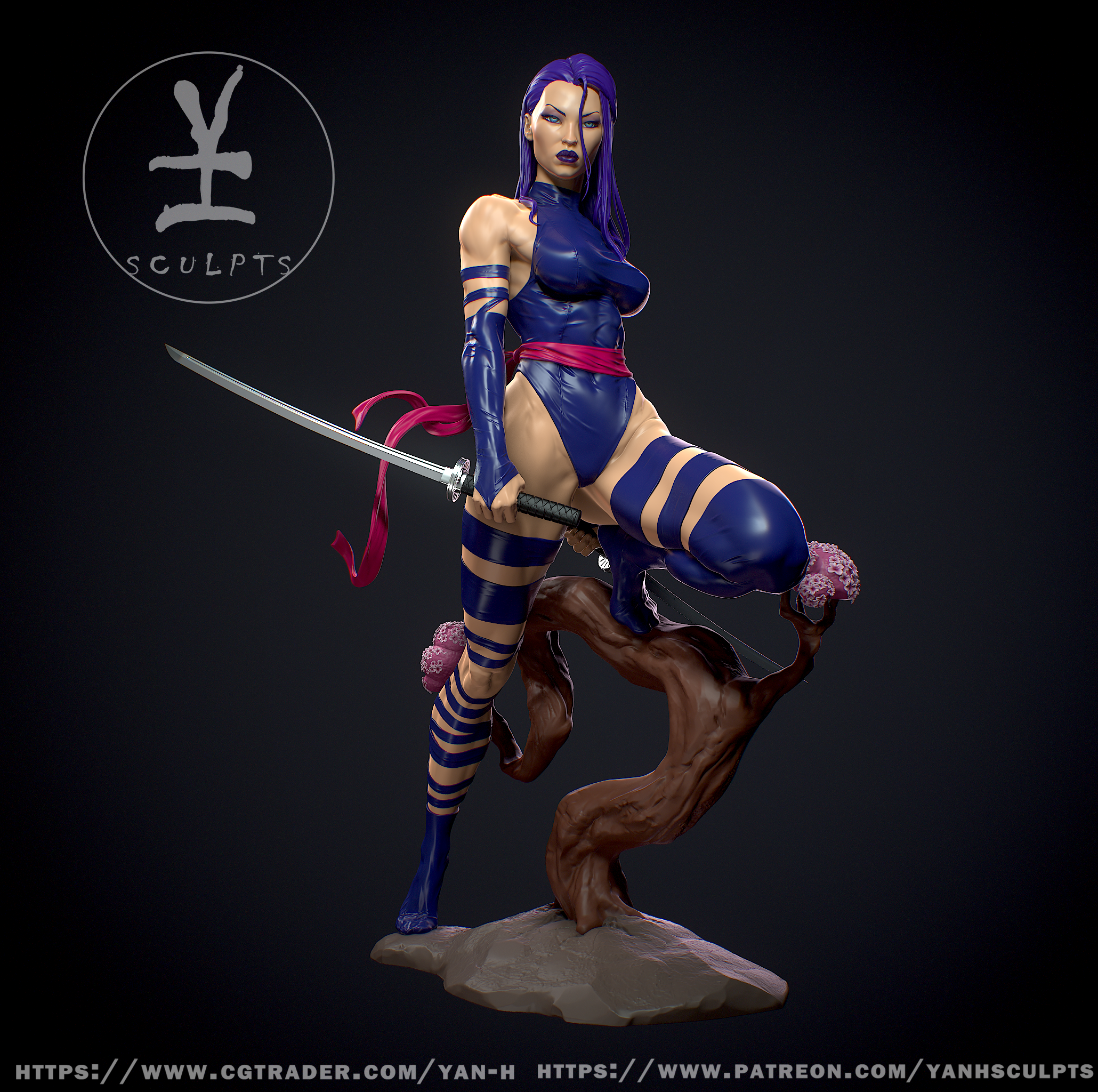 Psylocke Statue | X-Man Fan Art by Yan H