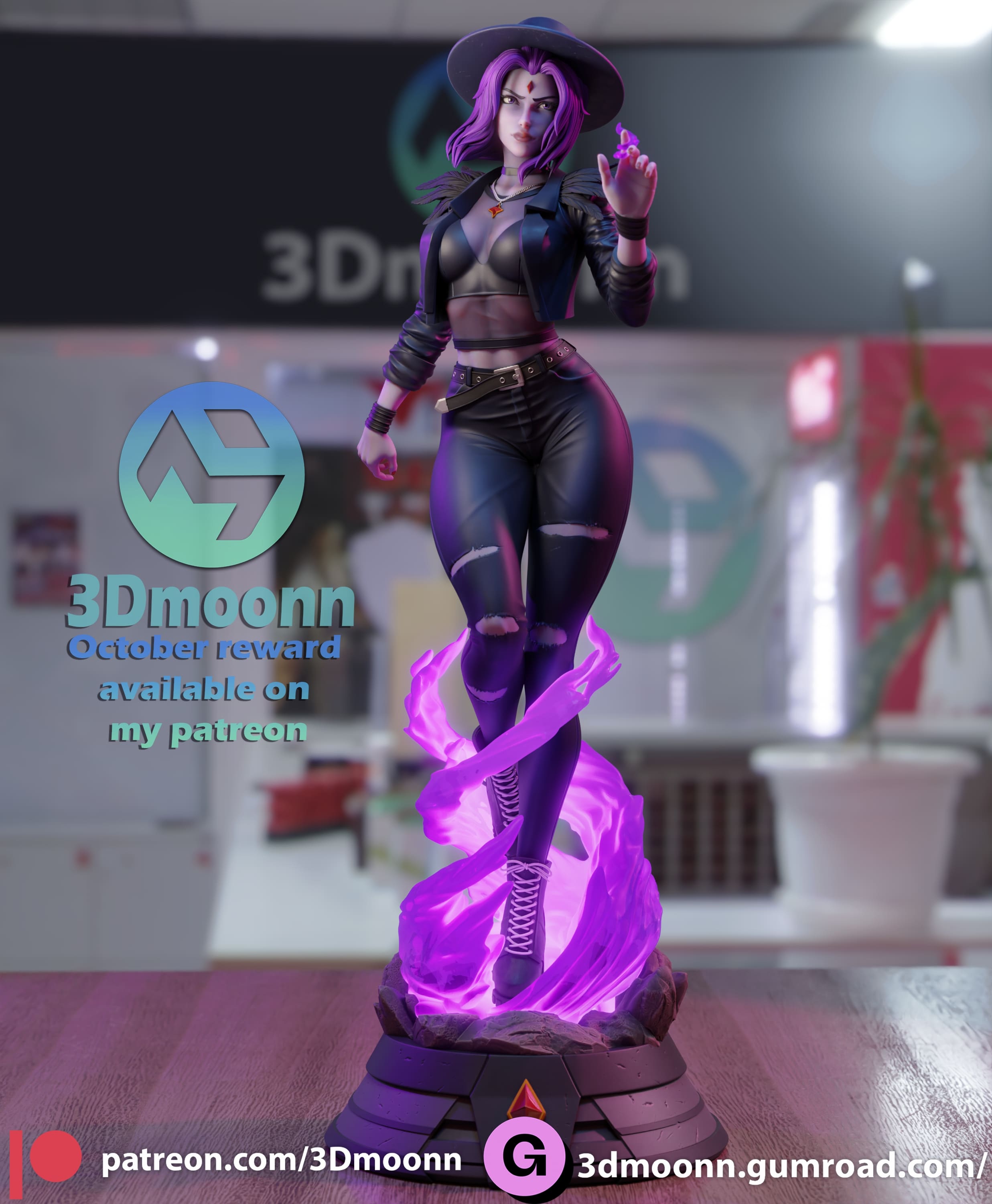 Raven Statue | DC Fan Art by 3Dmoonn