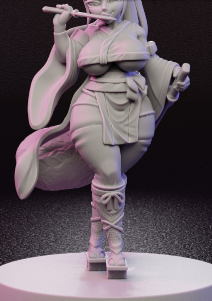Femme Fatale Tanuki Ninja Miniature | DnD Fan Art by Jigglystix SFW,NSFW 3d printed,miniature,dnd miniature,Femme Fatale Tanuki Ninja,3d printed miniature,nsfw miniature