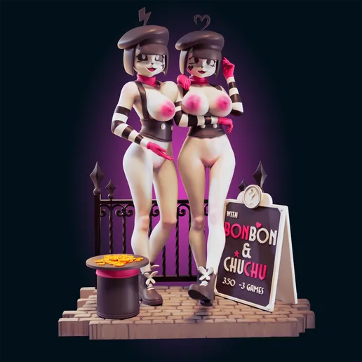 Bonbon and Chuchu Statue | Derpixon Fan Art by Officer Rhu SFW,NSFW,Futa 3d printed,Bonbon and Chuchu statue,futa statue,Derpixon statue,furry statue,nsfw statue