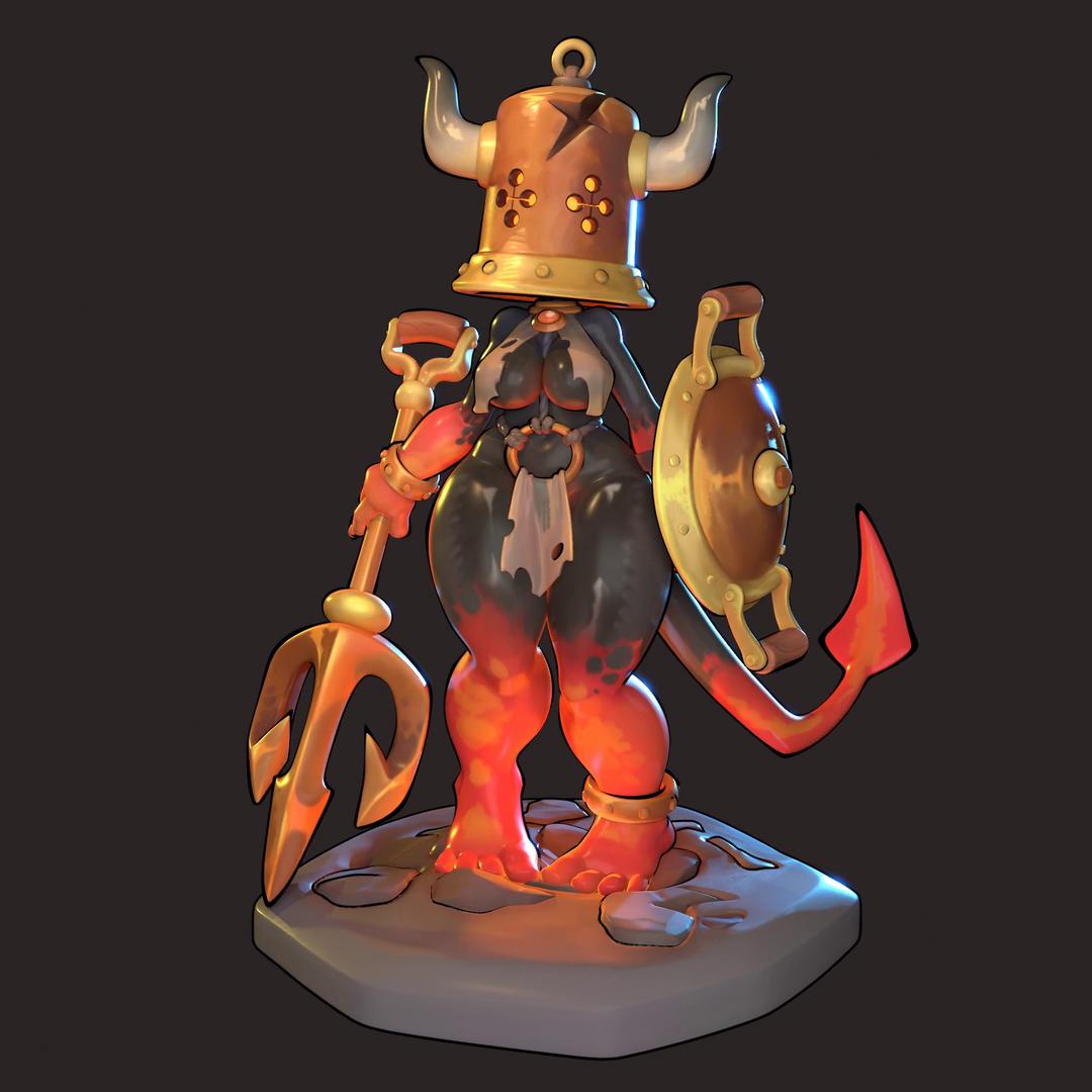 Lava Girl Miniature | DnD Fan Art by 1ndefference SFW 3d printed,monster miniature,3d printed miniature,sfw miniature,Lava Girl