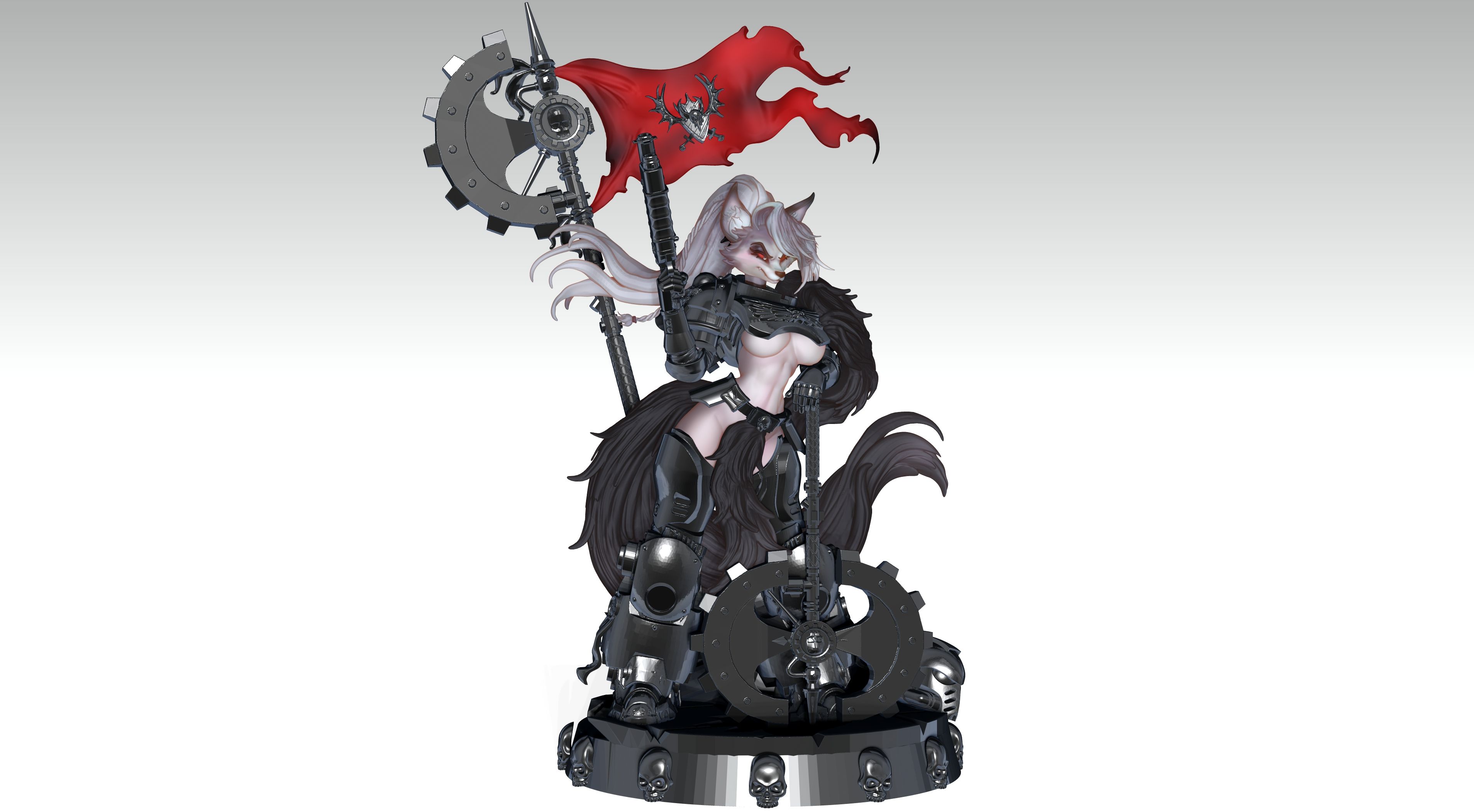 Loona Space wolf Statue | Helluva Boss Fan Art by SHAMMALAMMAMUMU SFW null