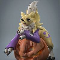 Renamon In The Pumpkin Statue | Digimon Fanart von Anyonensfw SFW,NSFW 3d printed statue,3d printed,nsfw statue,3d printed figure,furry statue,Renamon Statue,Digimon
