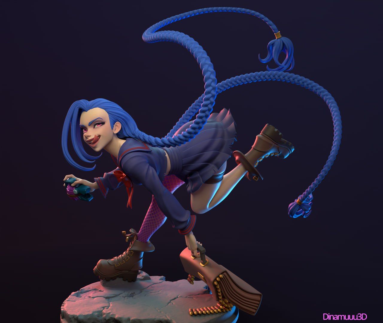 Jinx Statue | Arcane Fan Art by Dinamuuu3d SFW 3d printed statue,3d printed,Jinx Statue ,3d printed figure,Arcane,league of legends