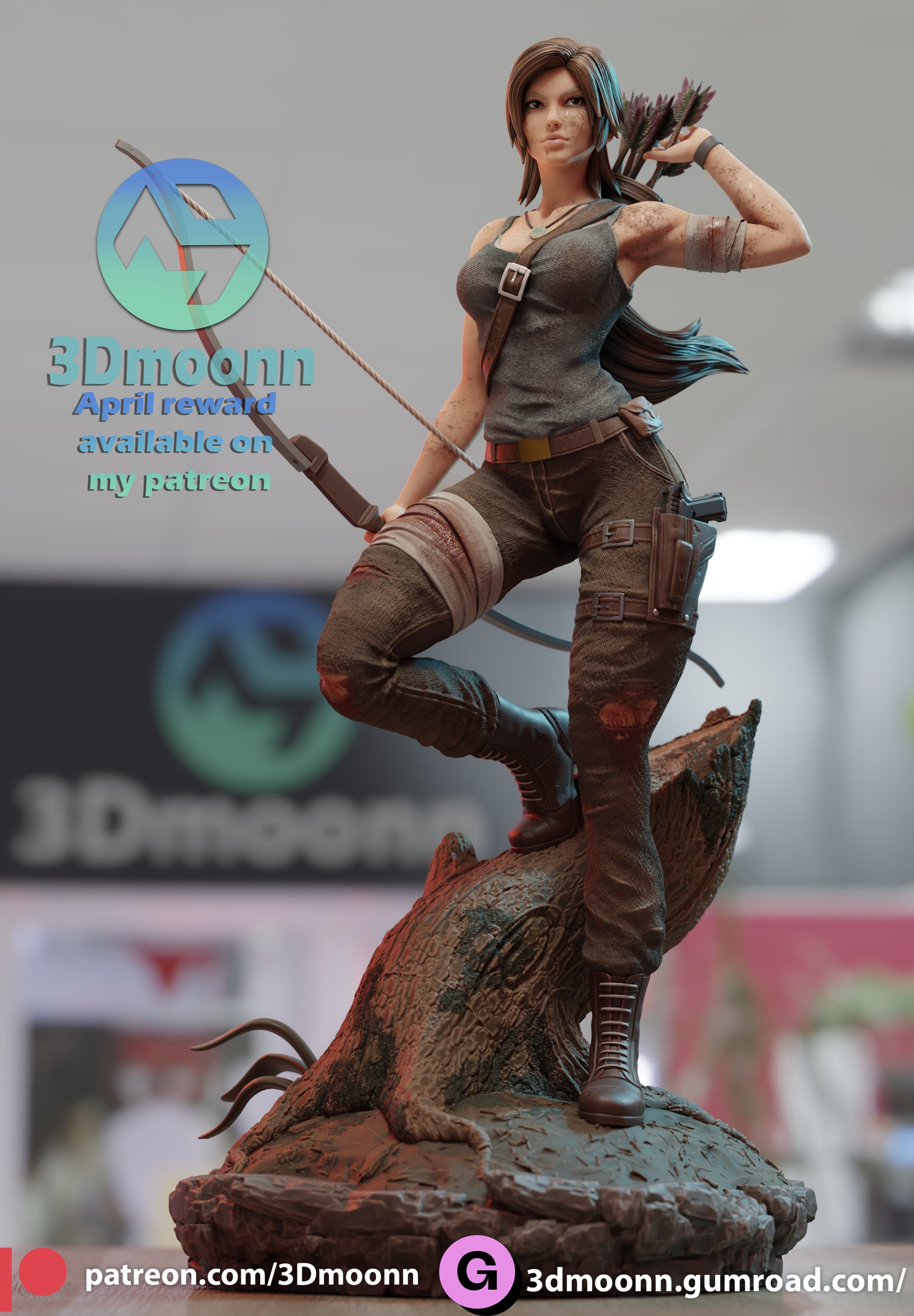 Lara Croft Statue | Tomb Raider Fan Art by 3Dmoonn SFW,NSFW null