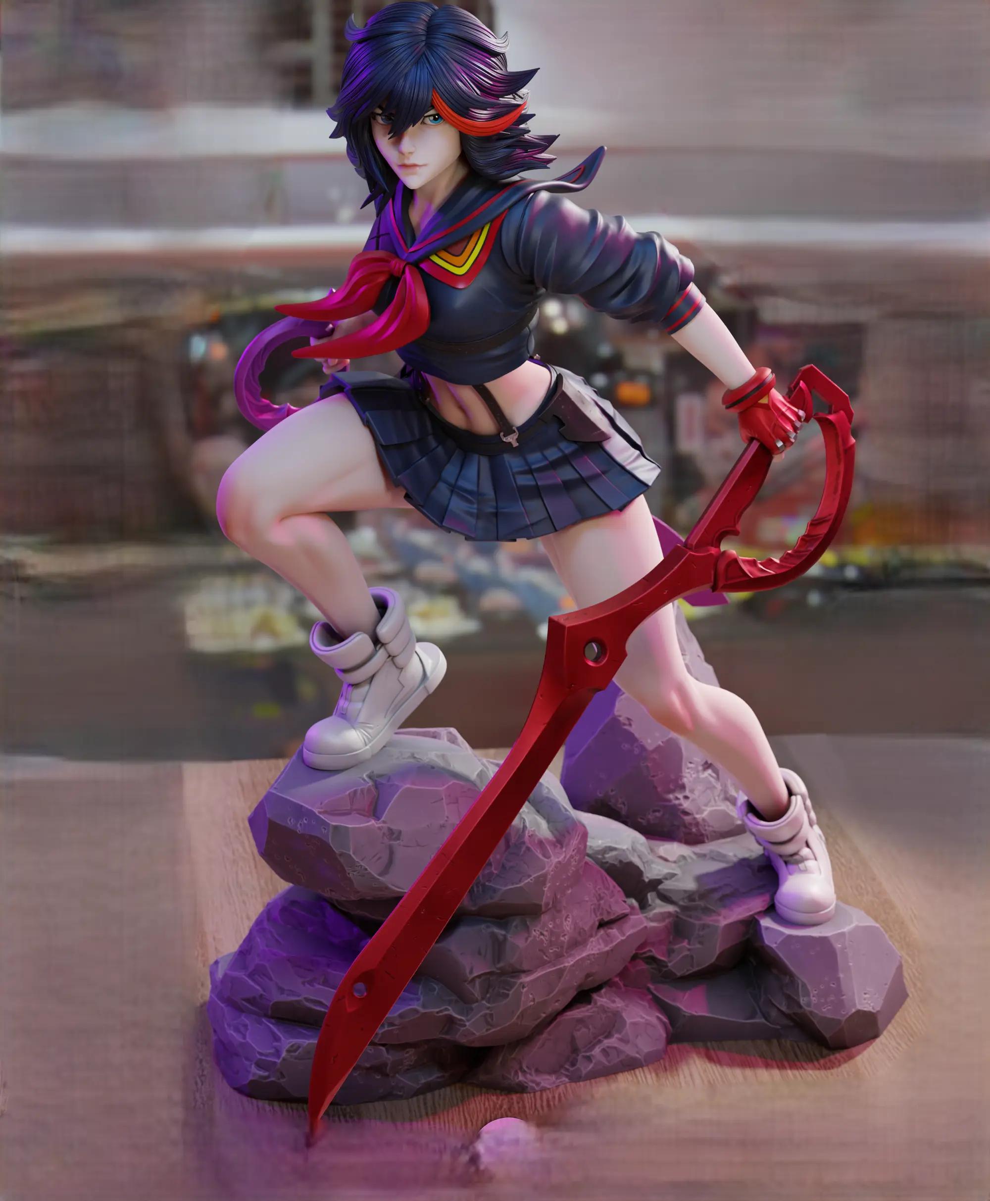 Ryuko Matoi Statue | Kill la Kill Fan Art by 3Dmoonn SFW 3d printed,3d printed statue,Ryuko Matoi Statue,Kill la Kill statue