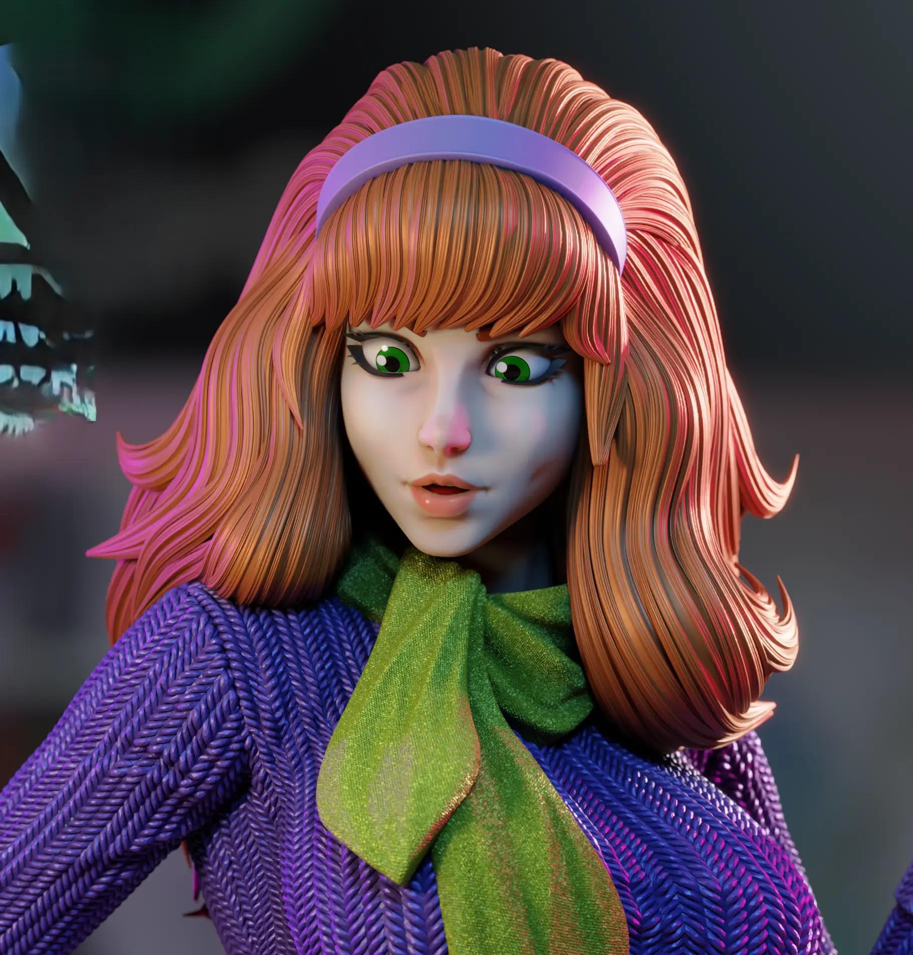 Daphne Blake Statue | Scooby-Doo Fan Art by 3Dmoonn SFW,NSFW 3d printed,3d printed statue,Daphne Blake Statue,Scooby-Doo statue,nsfw statue