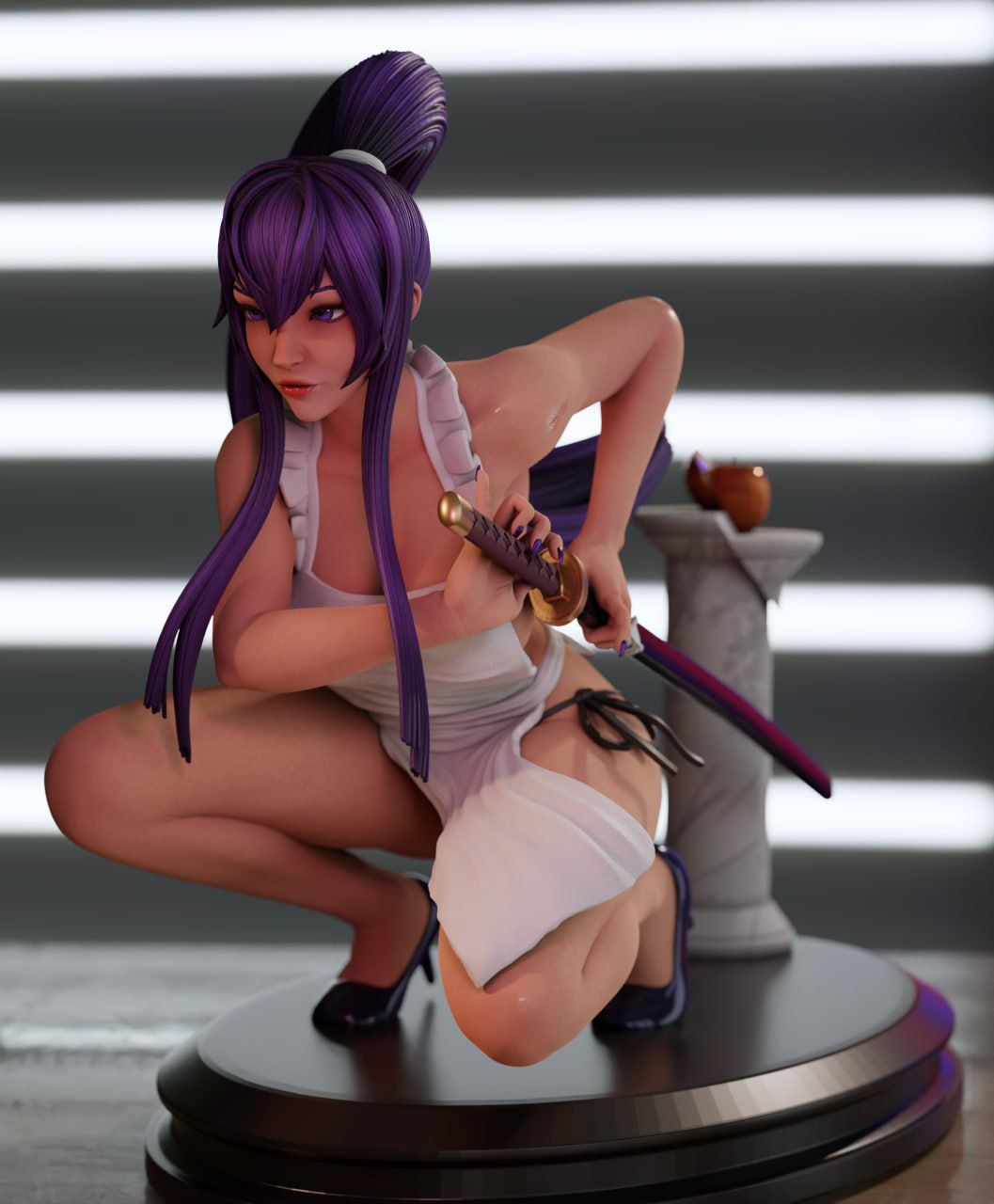 Saeko Busujima Statue | Highschool of the Dead Fan Art by Momoji3d SFW,NSFW 3d printed,3d printed statue,nsfw statue,Saeko Busujima statue,Highschool of the Dead statue