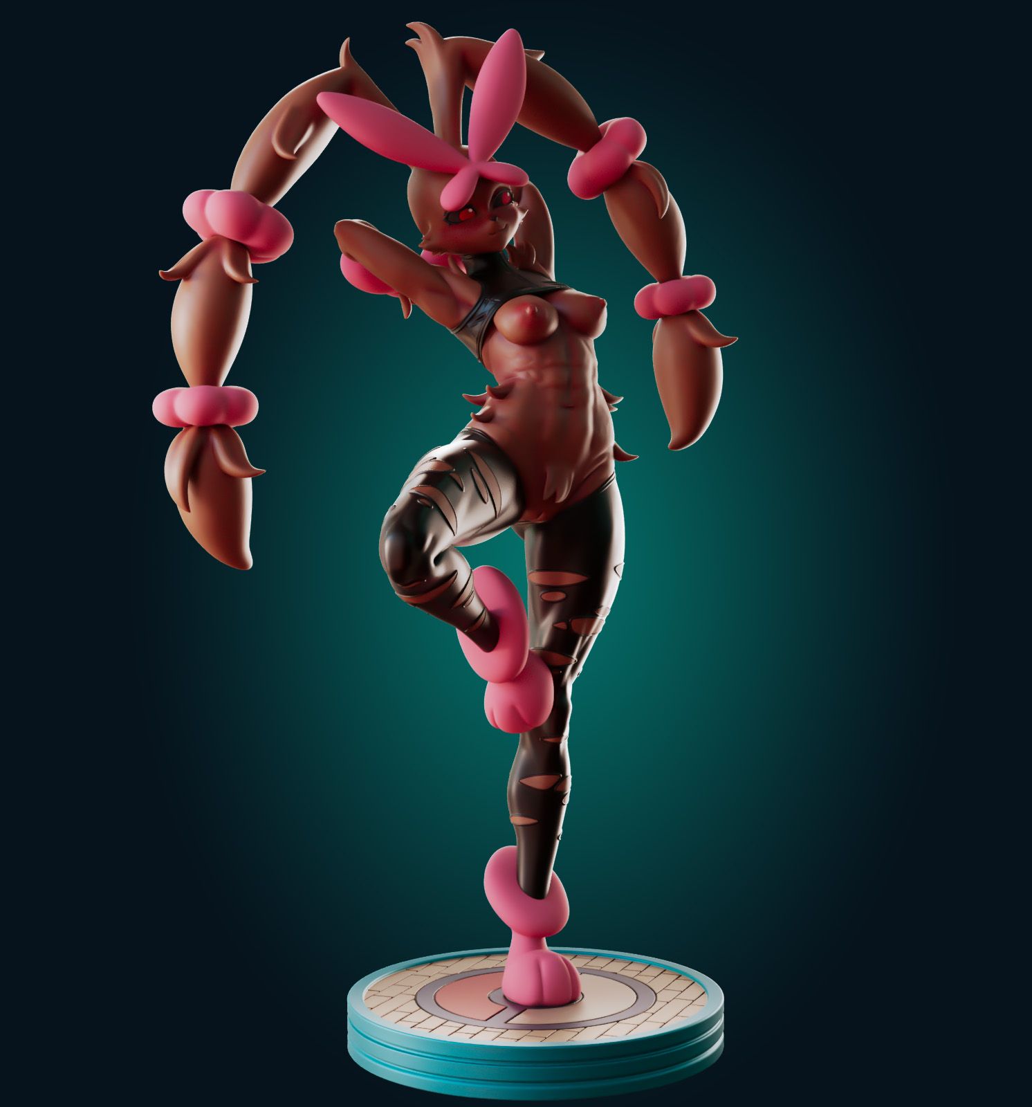 Mega Lopunny Statue | Pokemon Fan Art by Officer Rhu SFW,NSFW,Futa 3d printed statue,3d printed,3d printed figure,Lopunny Statue,Pokemon Statue,futa statue,futa figurines,futanari figurines,futanari statue,furry statue