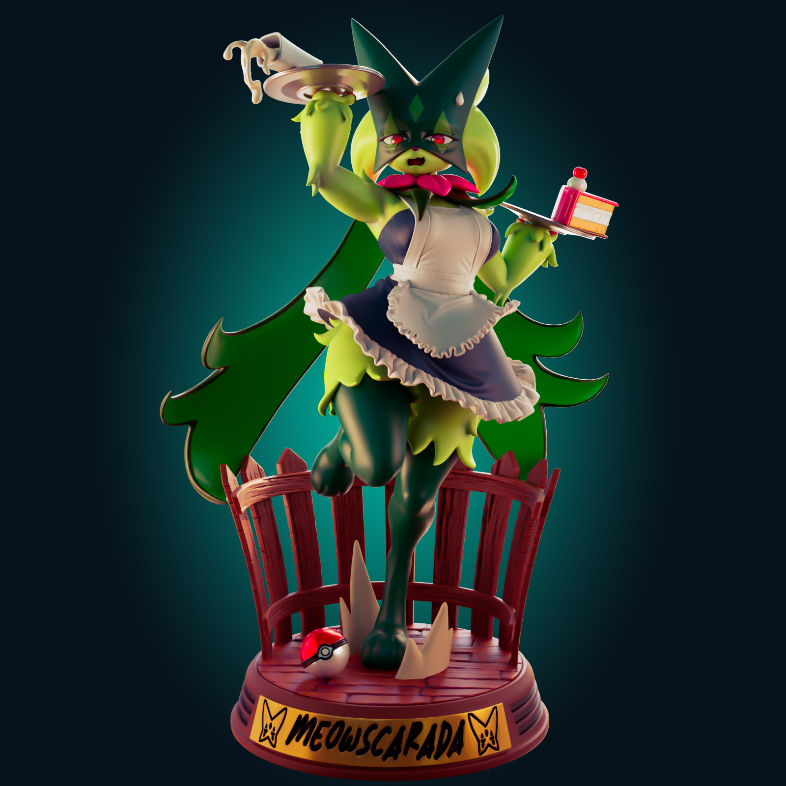 Meowscarada Maid Statue | Pokémon Fan Art by Officer Rhu SFW,NSFW,Futa 3d printed,Meowscarada Maid statue,futa statue,pokemon statue,furry statue,nsfw statue