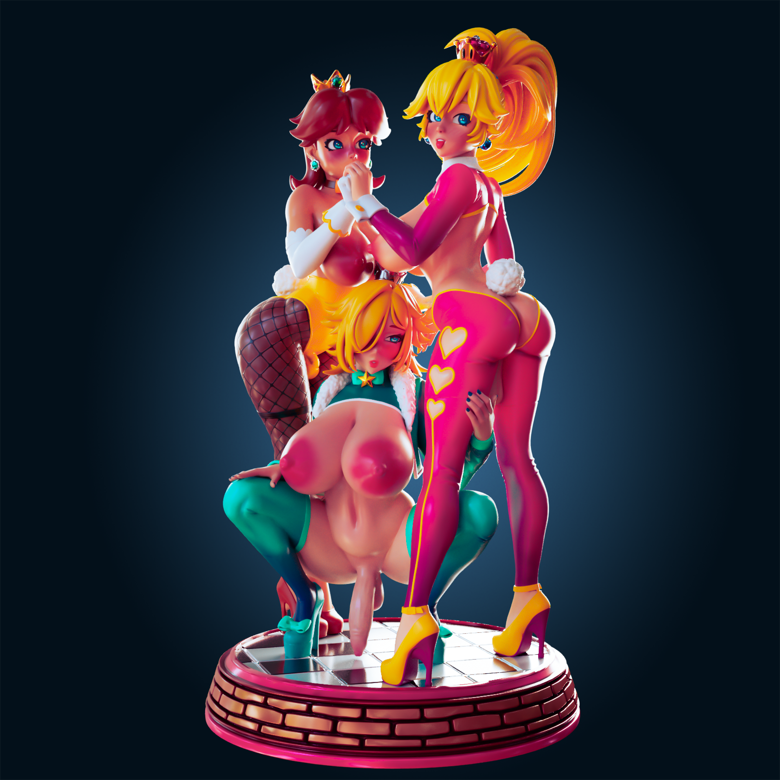 Princess Peach, Daisy, Rosalina Diorama Statue | Super Mario Fan Art by Officer Rhu SFW,NSFW,Futa 3d printed,Princess Peach, Daisy, Rosalina Diorama statue,futa statue,Super Mario statue,furry statue,nsfw statue