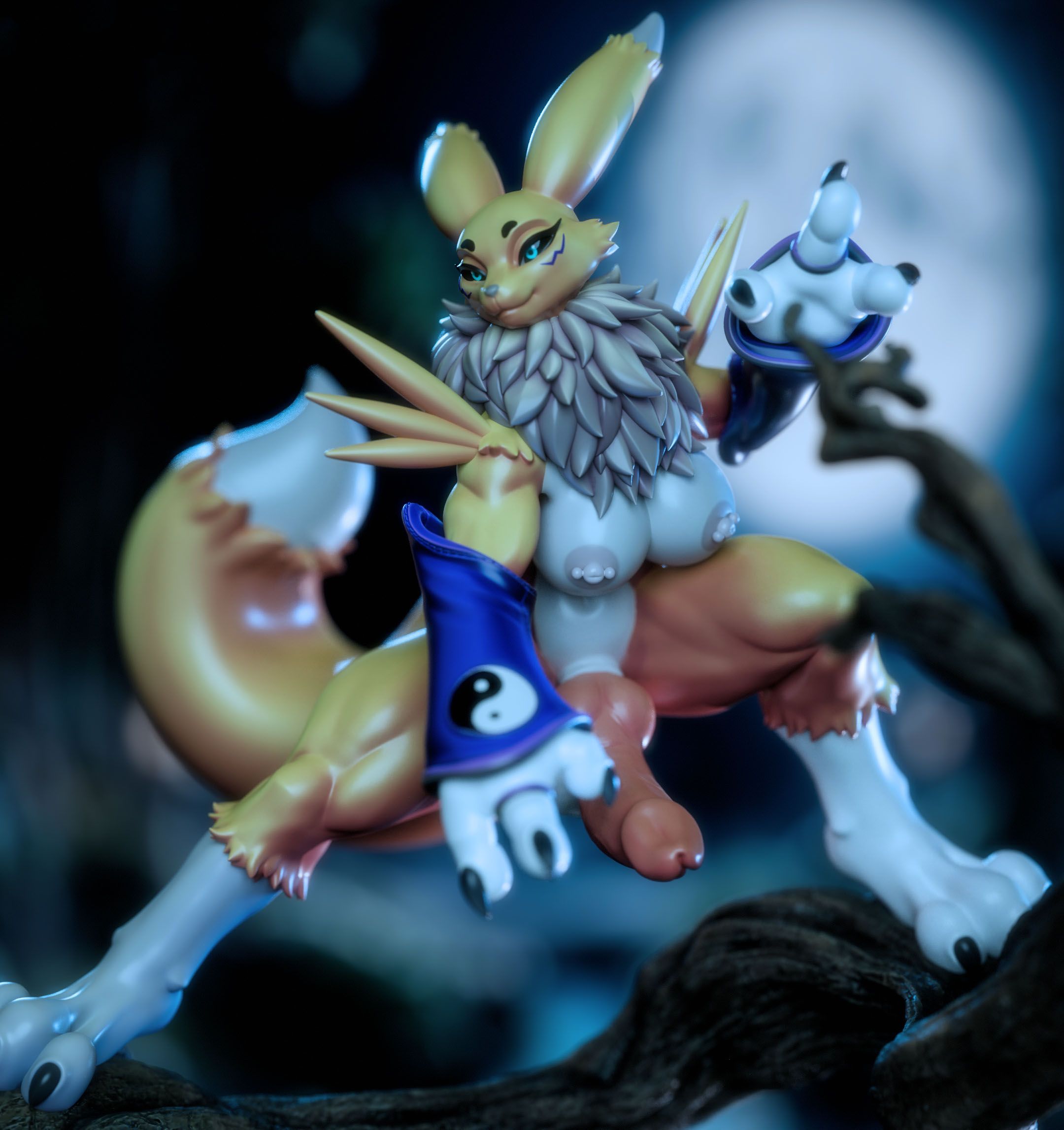 Renamon Furry Tree Statue | Digimon Fan Art by Gatsu SFW,NSFW,Futa 3d printed statue,3d printed,nsfw statue,futa statue,Digimon Statue,Renamon statue,futa figurines,futanari figurines,futanari statue,furry statue