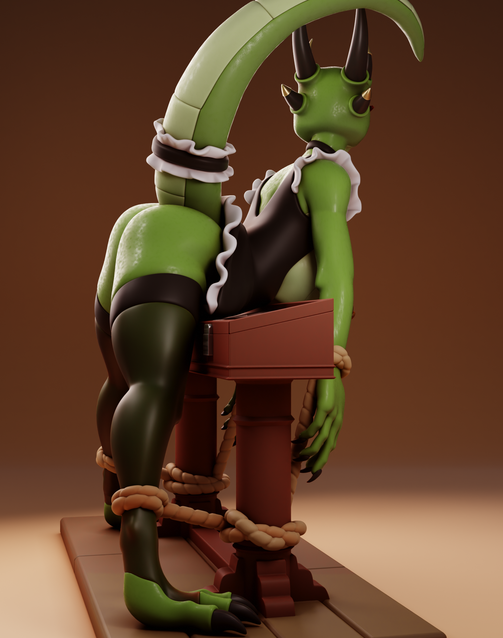 The Lusty Argonian v2 Maid Statue | Original Fan Art by Gray World NSFW 3d printed statue,3d printed,Argonian Maid Statue,dragon statue,nsfw statue,3d printed figure