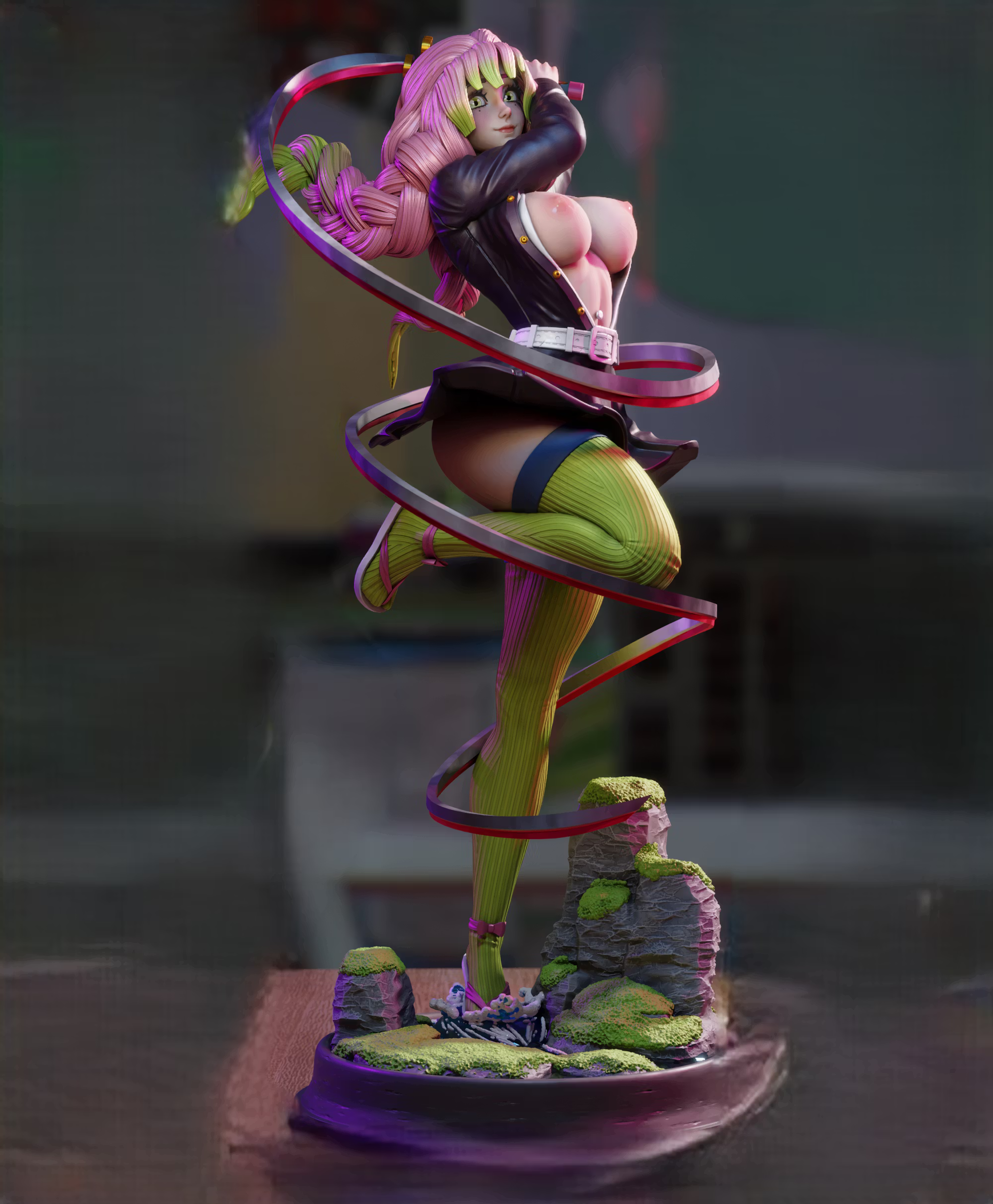 Mitsuri Kanroji Statue | Demon Slayer Fan Art by 3Dmoonn SFW,NSFW 3d printed,3d printed statue,Mitsuri Kanroji Statue,Demon Slayer statue,nsfw statue