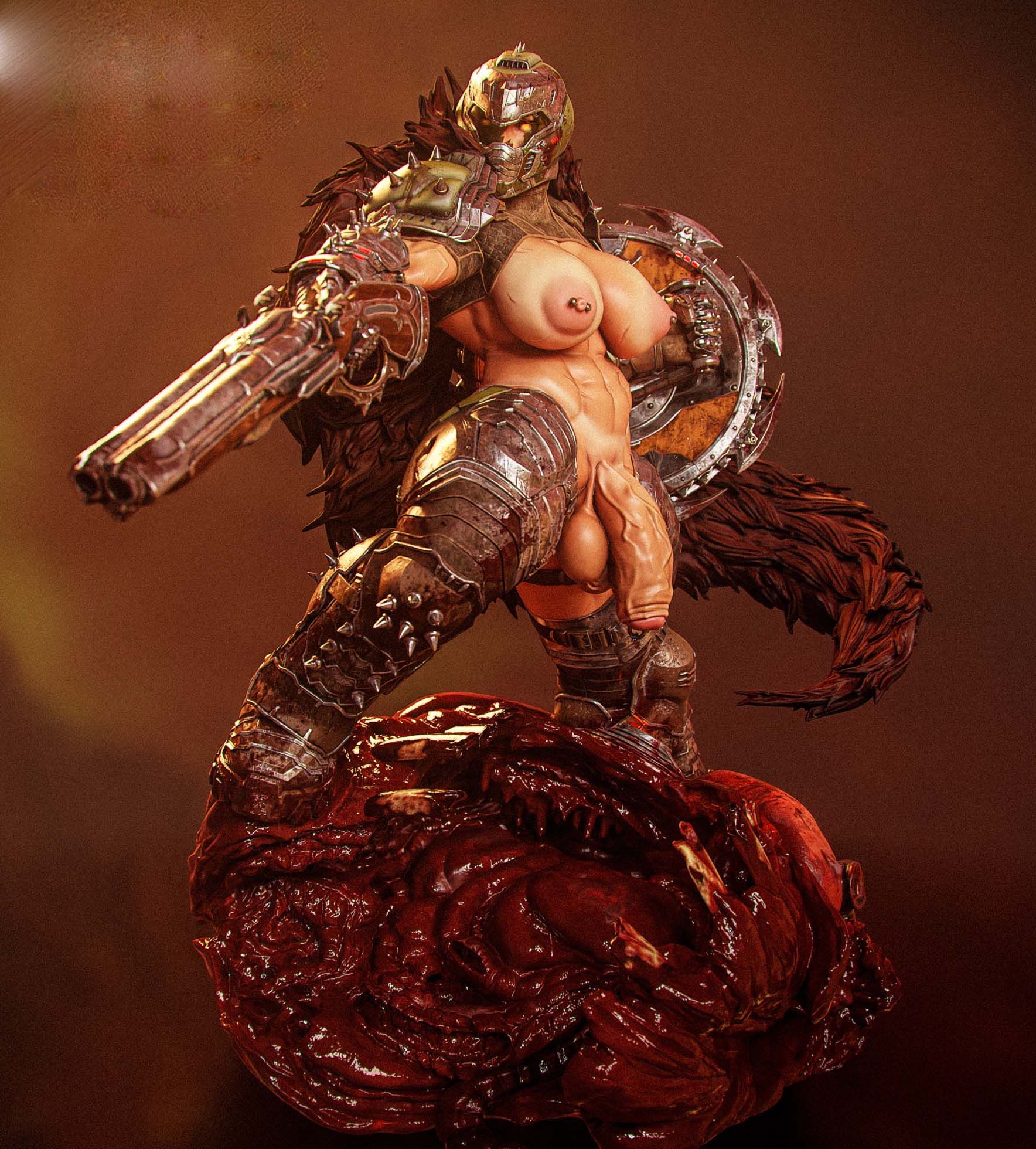 DOOM Girl Statue | DOOM Fan Art by Gatsu SFW,NSFW,Futa 3d printed statue,3d printed,nsfw statue,futa statue,DOOM Girl Statue,DOOM Statue,futa figurines,futanari figurines,futanari statue