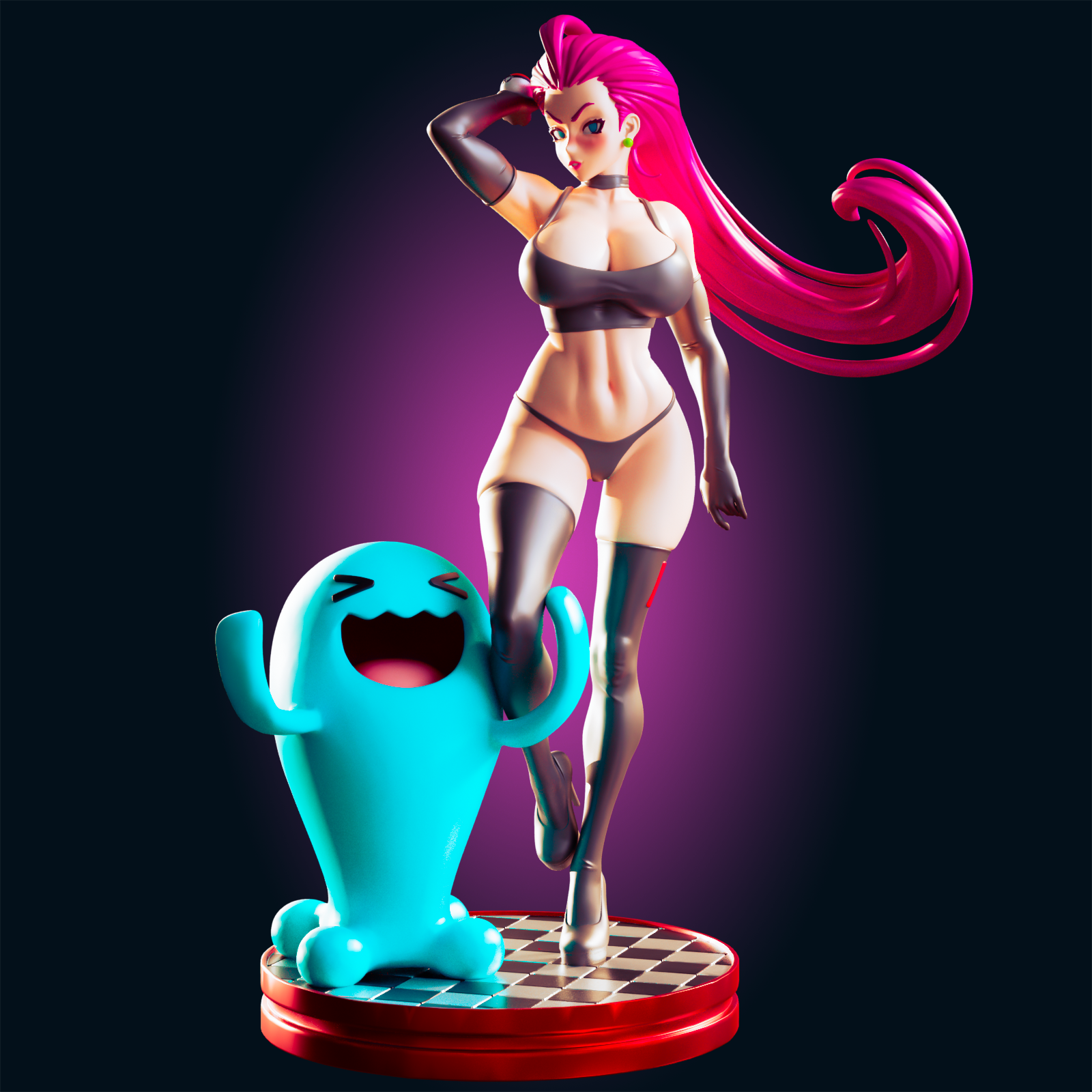 Team Rocket Jessie Statue | Pokémon Fan Art by Officer Rhu SFW,NSFW,Futa 3d printed,Team Rocket Jessie statue,futa statue,pokemon statue,furry statue,nsfw statue