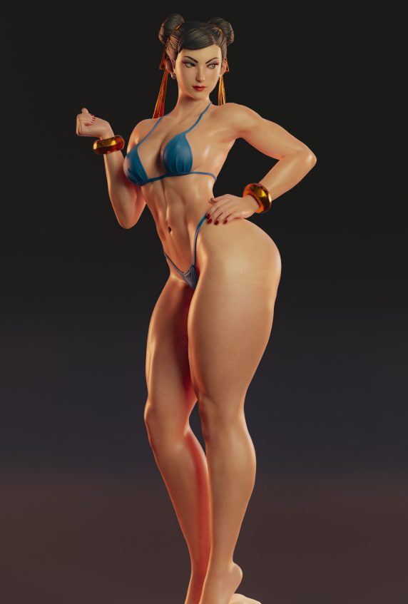 Chun-Li Bikini v2 Statue | Street Fighter Fan Art by Abe3D SFW,NSFW 3d printed statue,Chun-Li Bikini statue,street fighter,3d printed figure,3d printed,nsfw statue