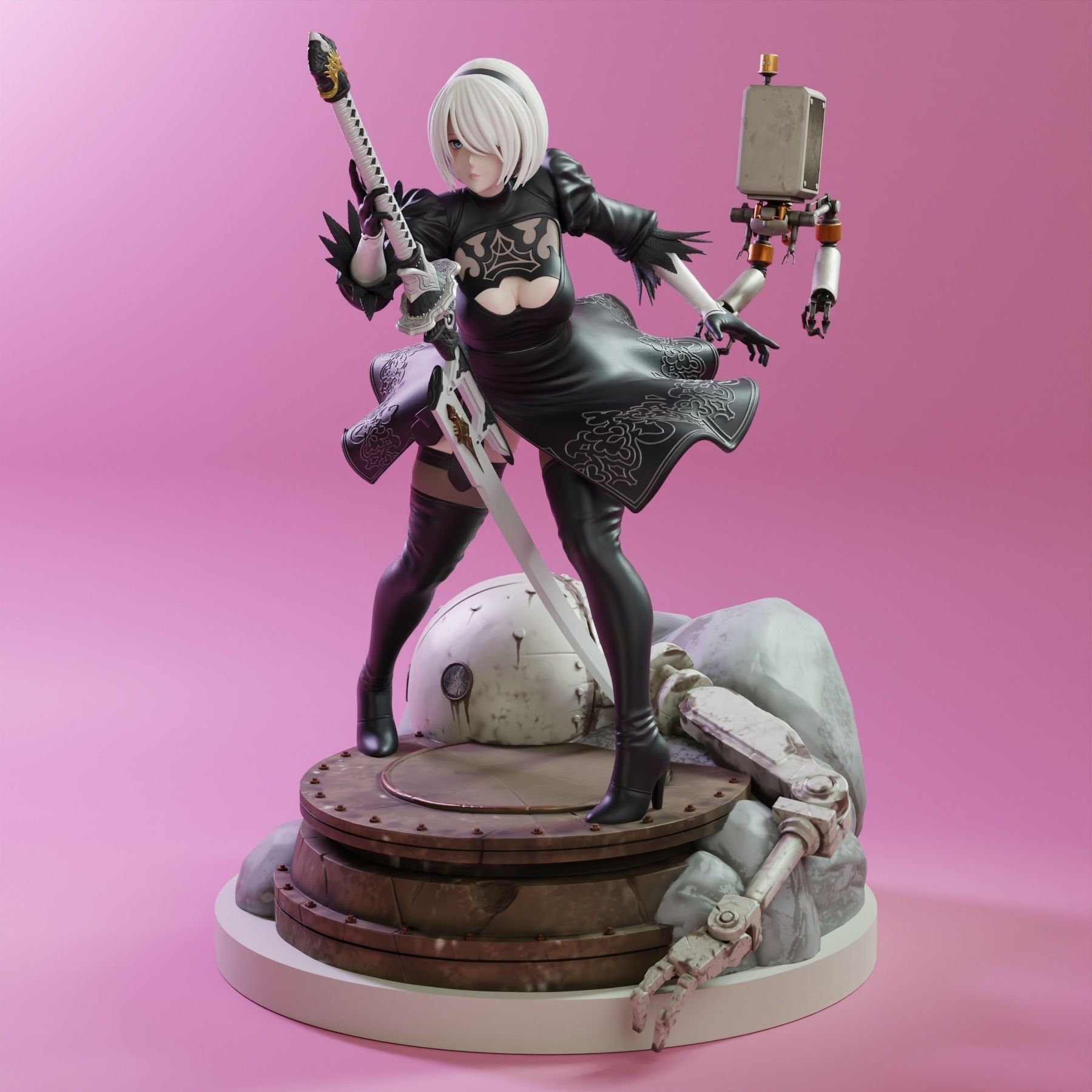 2B NieR Statue | NieR: Automata Fan Art by KiTNo SFW,NSFW 3d printed statue,3d printed figure,nsfw statue,2B NieR statue,NieR: Automata statue