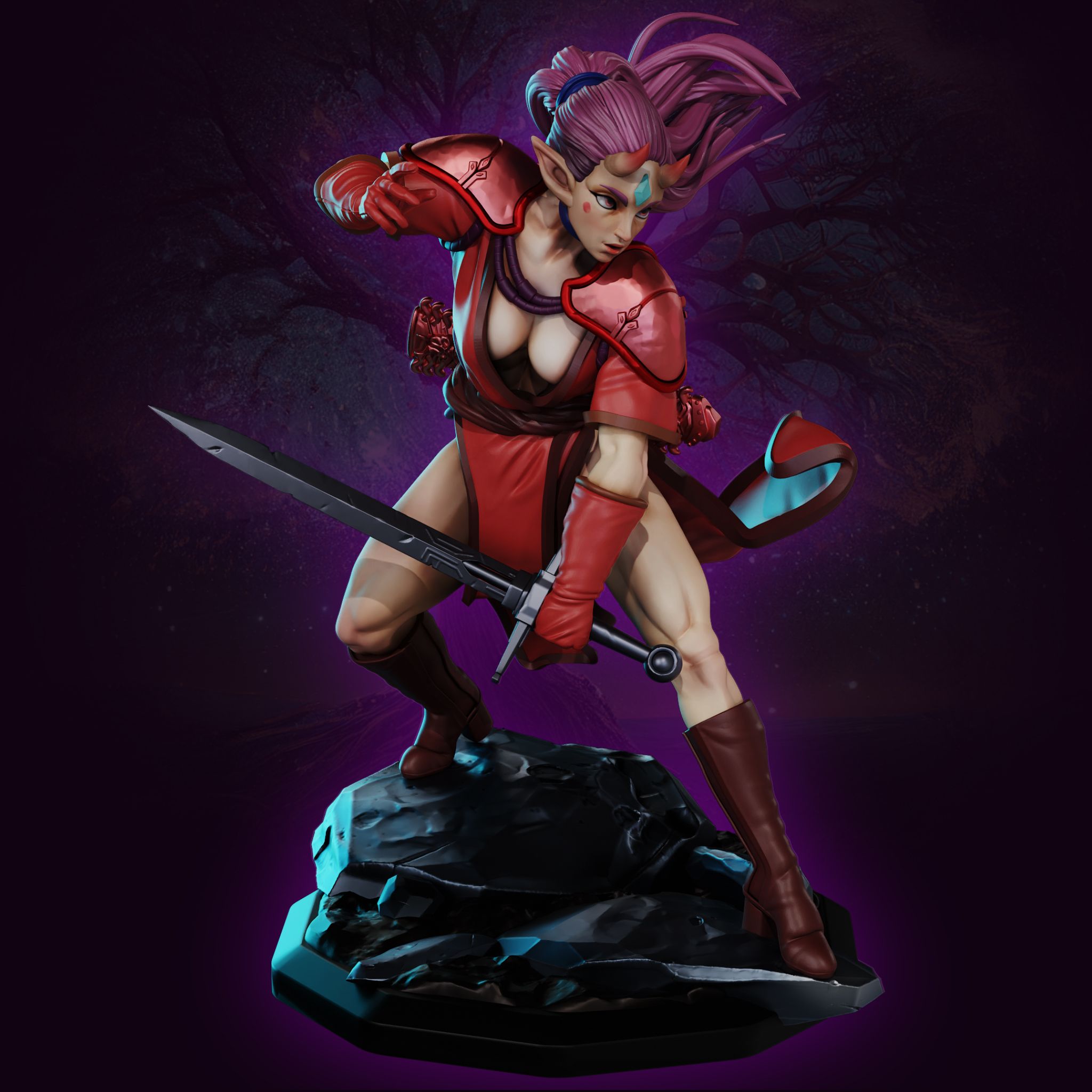 Saya Demon Warrior Miniature | DnD Fan Art by Gaz Minis SFW,NSFW 3d printed,miniature,dnd miniature,Saya Demon Warrior,3d printed miniature,nsfw miniature