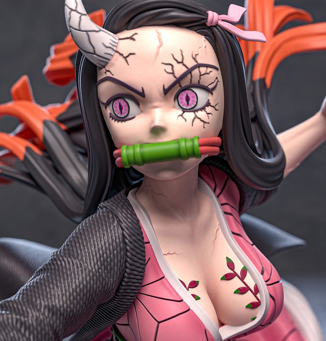 Nezuko Demon Awakened Statue | Demon Slayer Fan Art by Azerama SFW,NSFW 3d printed,3d printed statue,nsfw statue,Nezuko Demon statue,Demon Slayer statue
