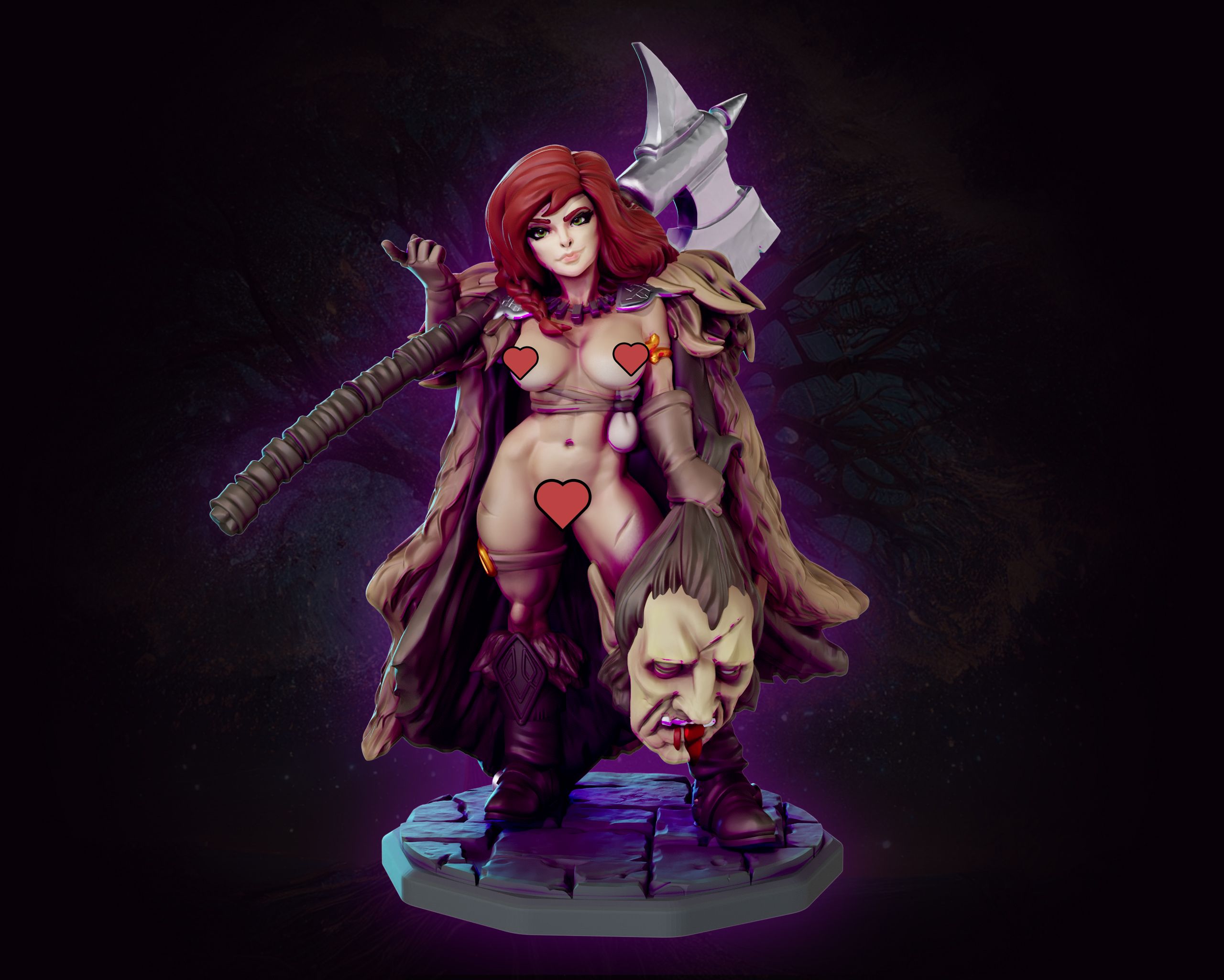 Troll Hunter Tanya Red Miniature | DnD Fan Art by Gaz Minis SFW,NSFW 3d printed,miniature,dnd miniature,nsfw miniature,Troll Hunter Tanya Red,3d printed miniature