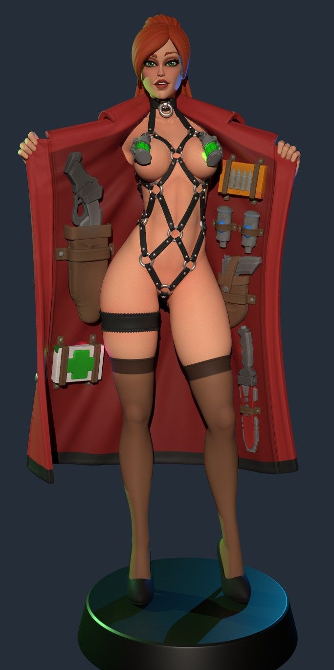 Flasher Merchant Statue | Cyberpunk Fan Art by Studio Sol Union SFW,NSFW,Futa 3d printed statue,3d printed,nsfw statue,futa statue,futa figurines,futanari figurines,futanari statue,3d printed figure,Flasher Merchant Statue ,Cyberpunk statue