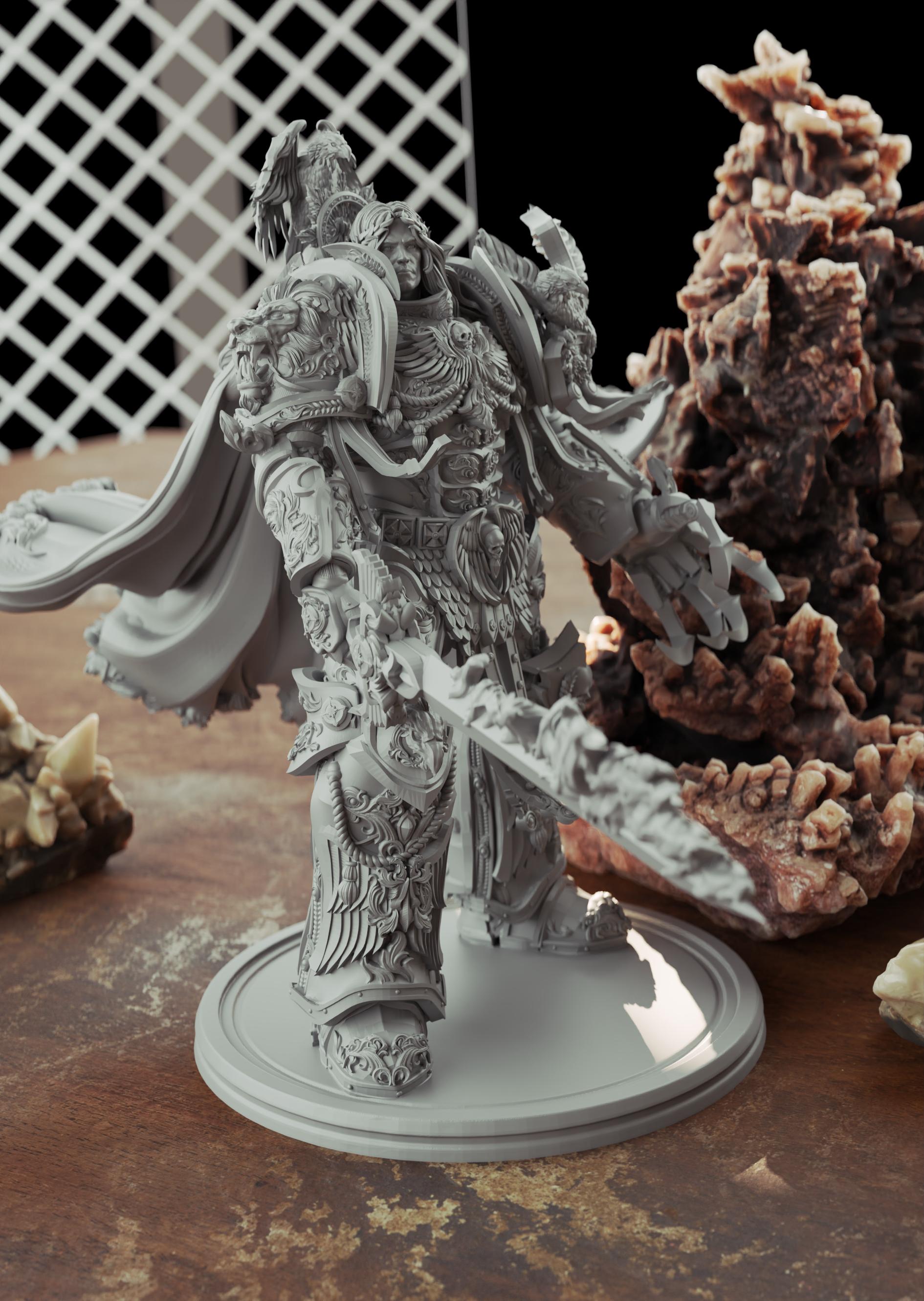 Emperor of Mankind Miniature | 40k Fan Art by 3DArtGuy SFW 3d printed miniature,3d printed,miniature,sfw miniature,warhammer 40k,40k miniature,Emperor of Mankind