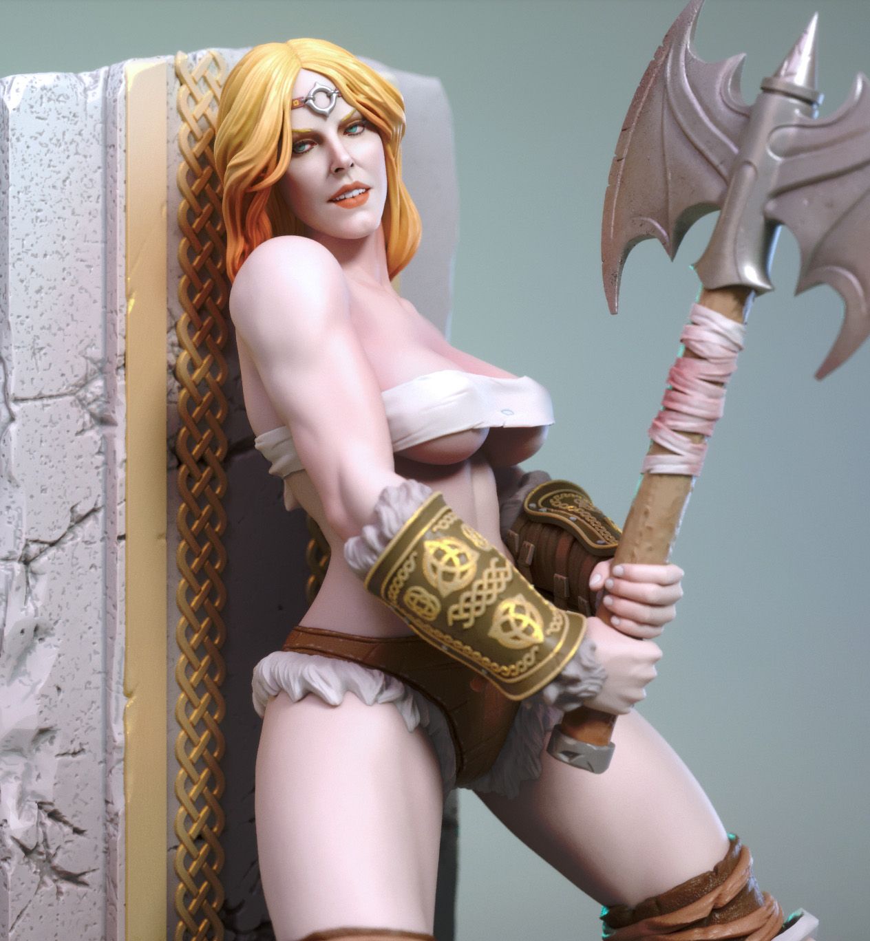 Azhra The Barbarian Statue | DnD Fan Art by TorridaMinis SFW,NSFW 3d printed,3d printed statue,nsfw statue,3d printed figure,Azhra The Barbarian Statue,dnd Statue