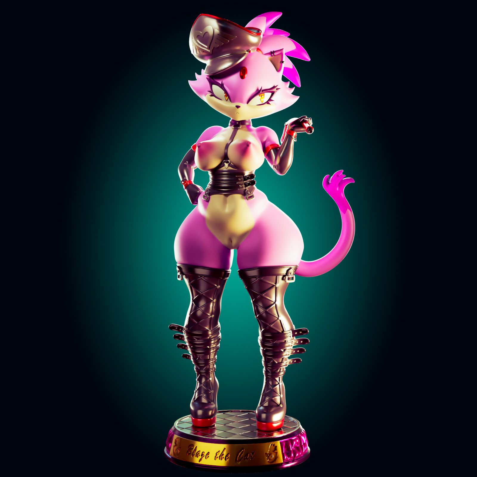 Blaze the Cat Statue | Sonic Fan Art by Officer Rhu SFW,NSFW,Futa 3d printed,Blaze the Cat statue,futa statue,Sonic statue,furry statue,nsfw statue